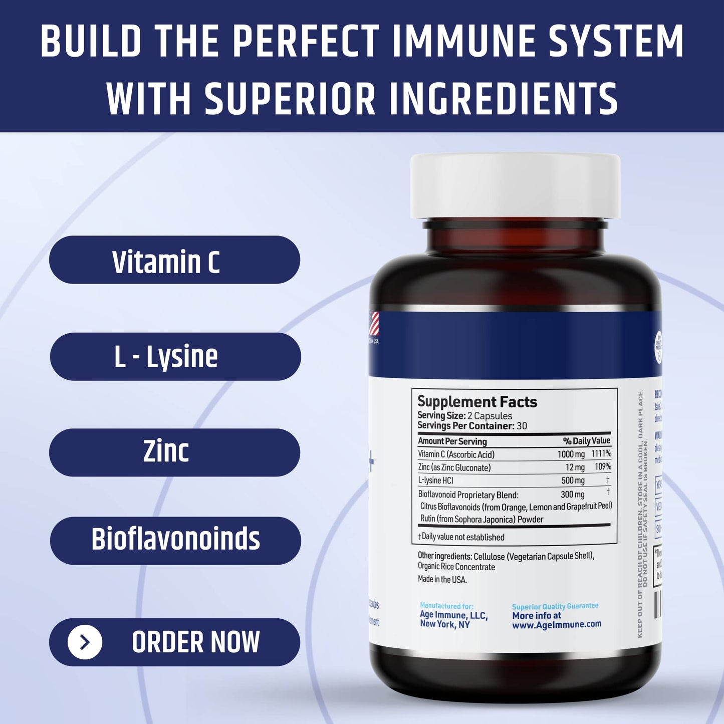 AgeImmune Vitamin C 1000mg Complex with L-Lysine 500mg, Zinc 12mg, Bioflavonoids 300mg. Doctor Formulated Magnesium Stearate Free Supplements for Healthy Immune System Support.(1) AgeImmune buy supplements Au