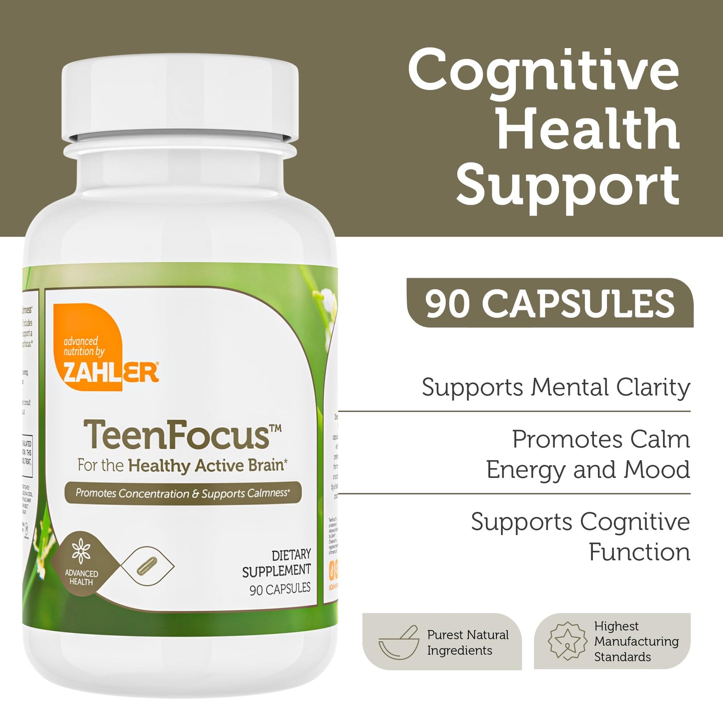 Zahler TeenFocus, Advanced Formula for Improved Focus & Concentration, Certified Kosher, 90 Capsules ZahlerBuy Supplements Australia