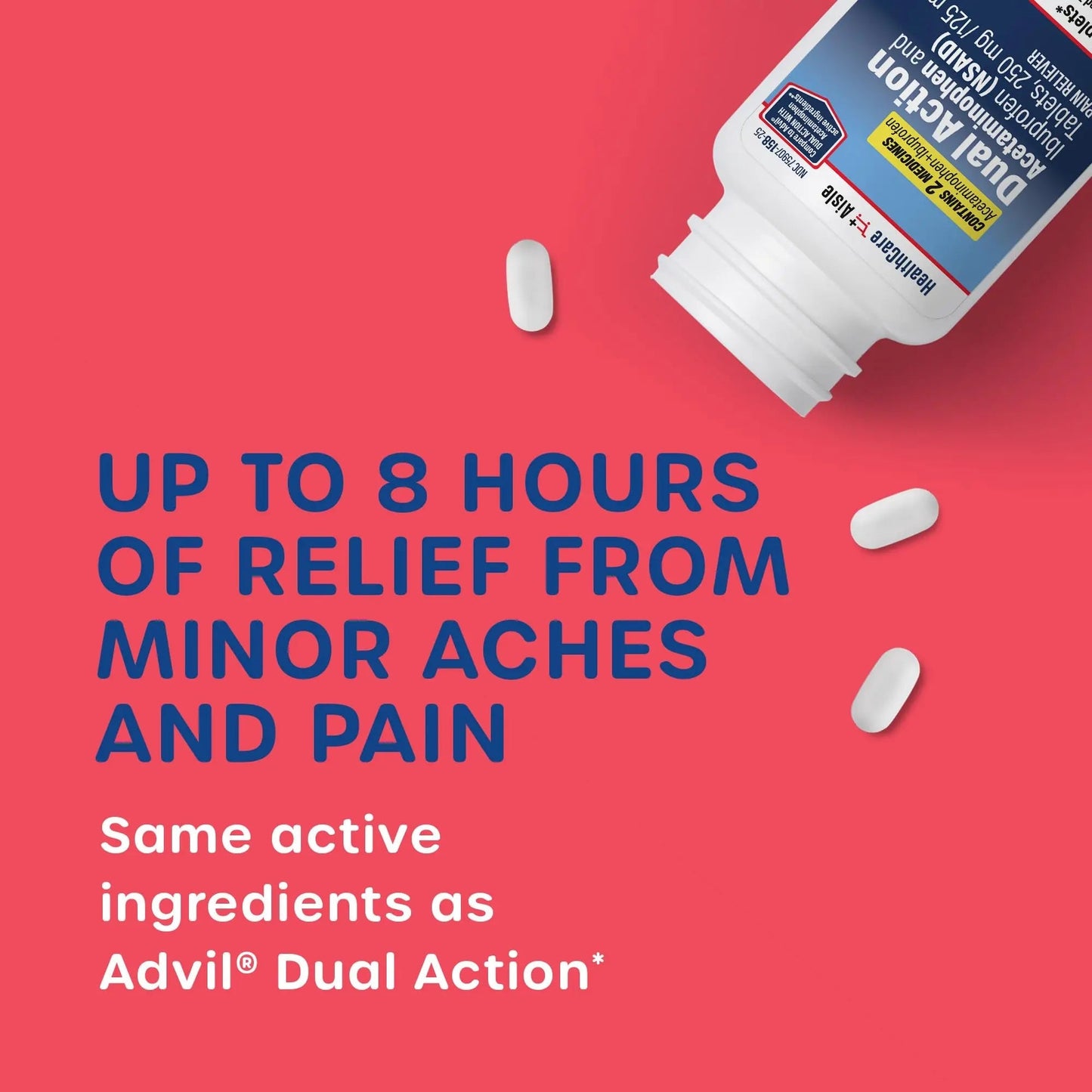 HealthCareAisle Dual Action Acetaminophen and Ibuprofen (NSAID) Tablets, 250 mg /125 mg Pain Reliever - 250ct Caplets HealthCareAisleBuy Supplements Australia
