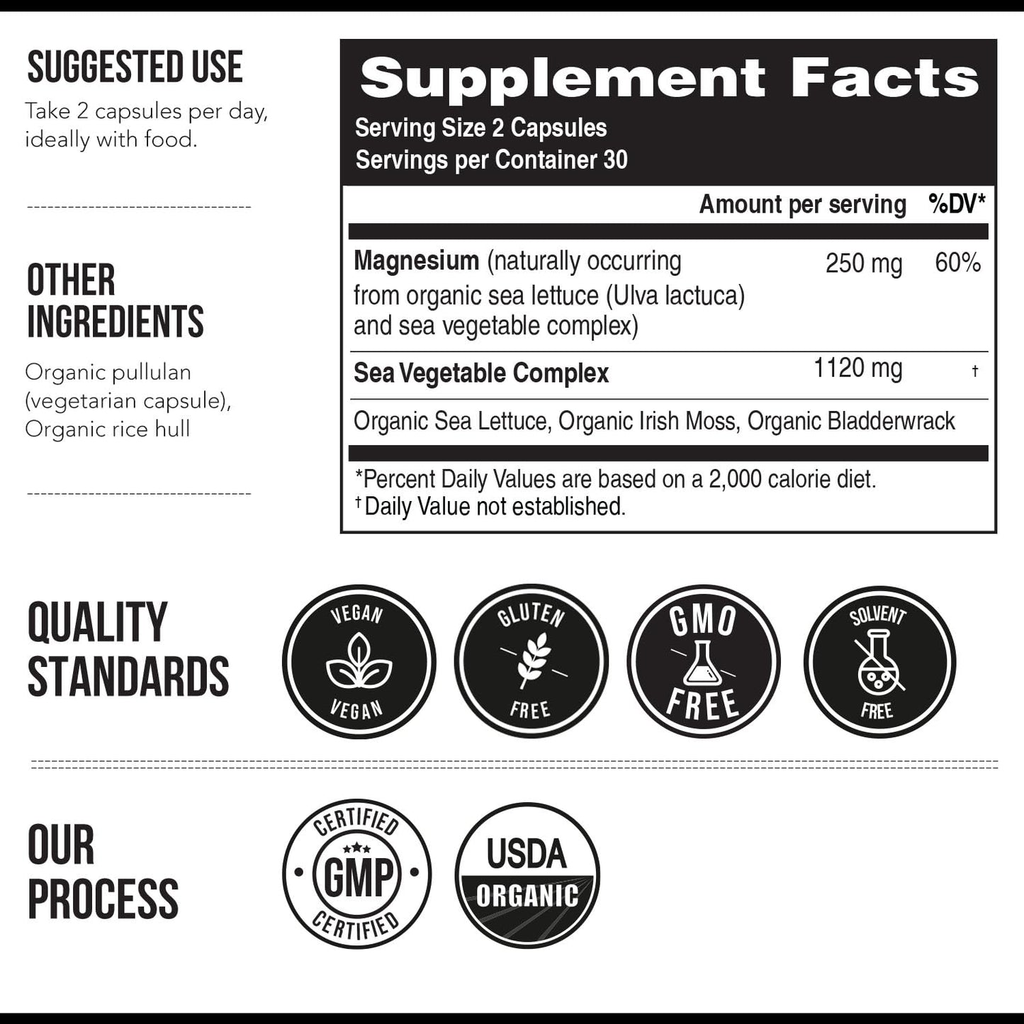 Organic Whole Food Magnesium Supplement - Plant-Based, Organic Sea Vegetable Complex - 250 mg Per Serving | Water Extracted | Gentle on Stomach | Supports Energy, Sleep, Muscle, Heart - 60 Capsules Triquetra Health buy supplements Au