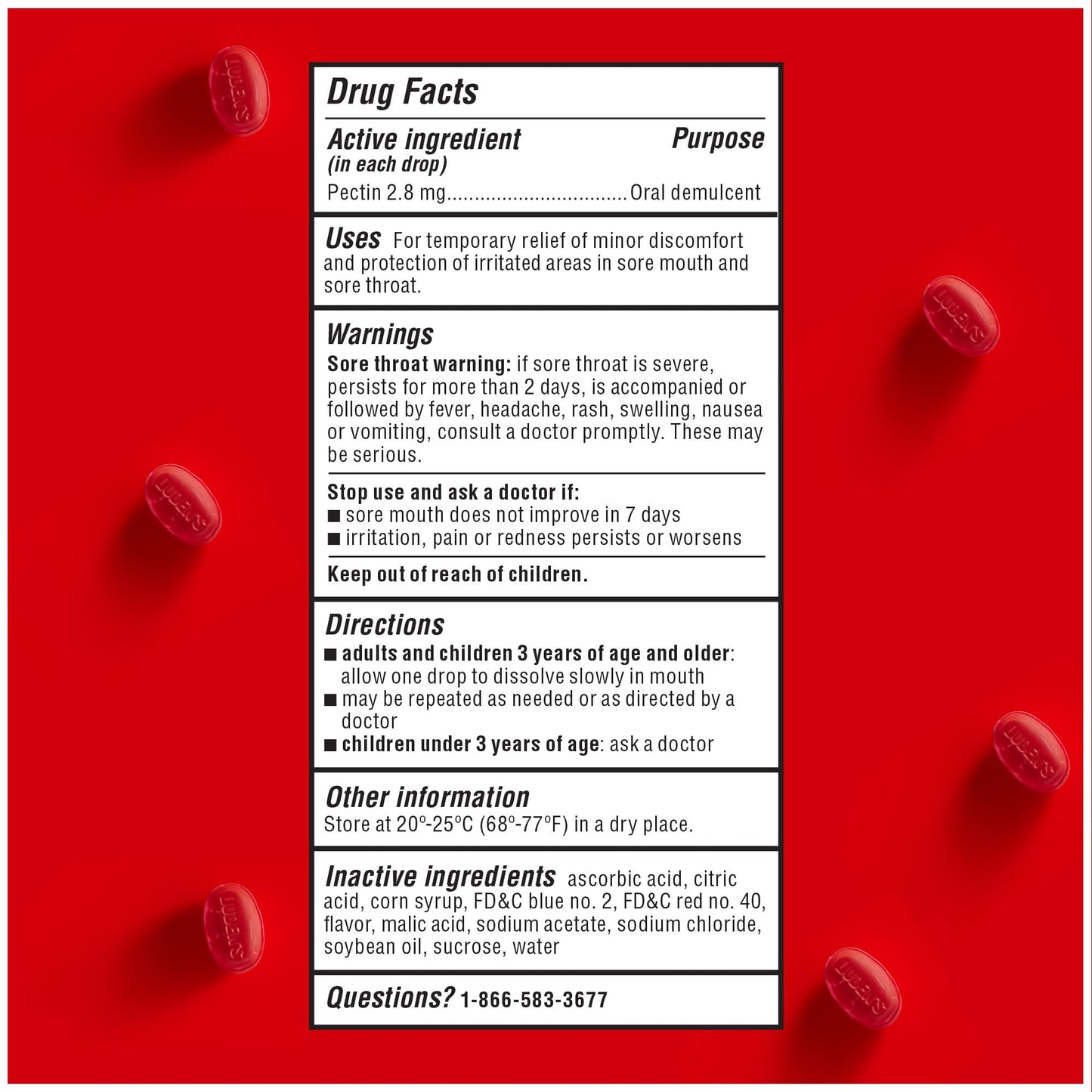 Luden's Sore Throat Relief Lozenges for Minor Everyday Irritation & Dry Mouth, Wild Cherry Flavored Drops, 30 Count