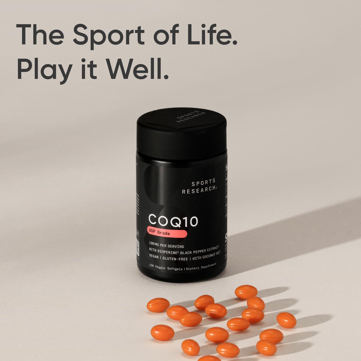 Sports Research CoQ10 (100mg) Enhanced w/Coconut Oil & Bioperine (Black Pepper) for Better Absorption | Vegan Certified, Non-GMO Verified (120 Veggie Softgels) Sports Research buy supplements Au