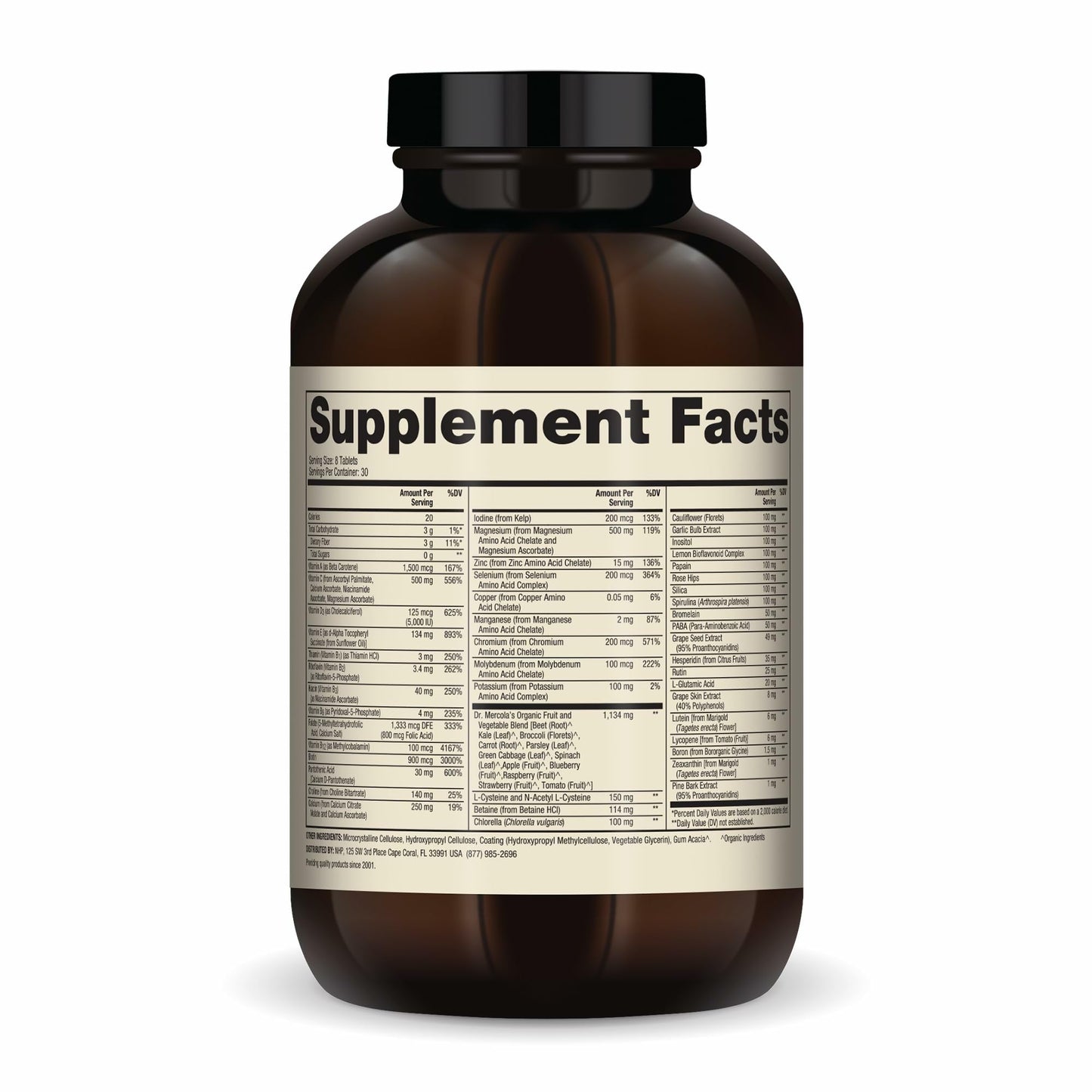 Dr. Mercola Whole-Food Complex with Added Multivitamin Plus Vital Minerals - Supports Nutrition & Immune Support - Bioavailable - GMO Free - 240 Tablets (30 Servings) Dr. MercolaBuy Supplements Australia