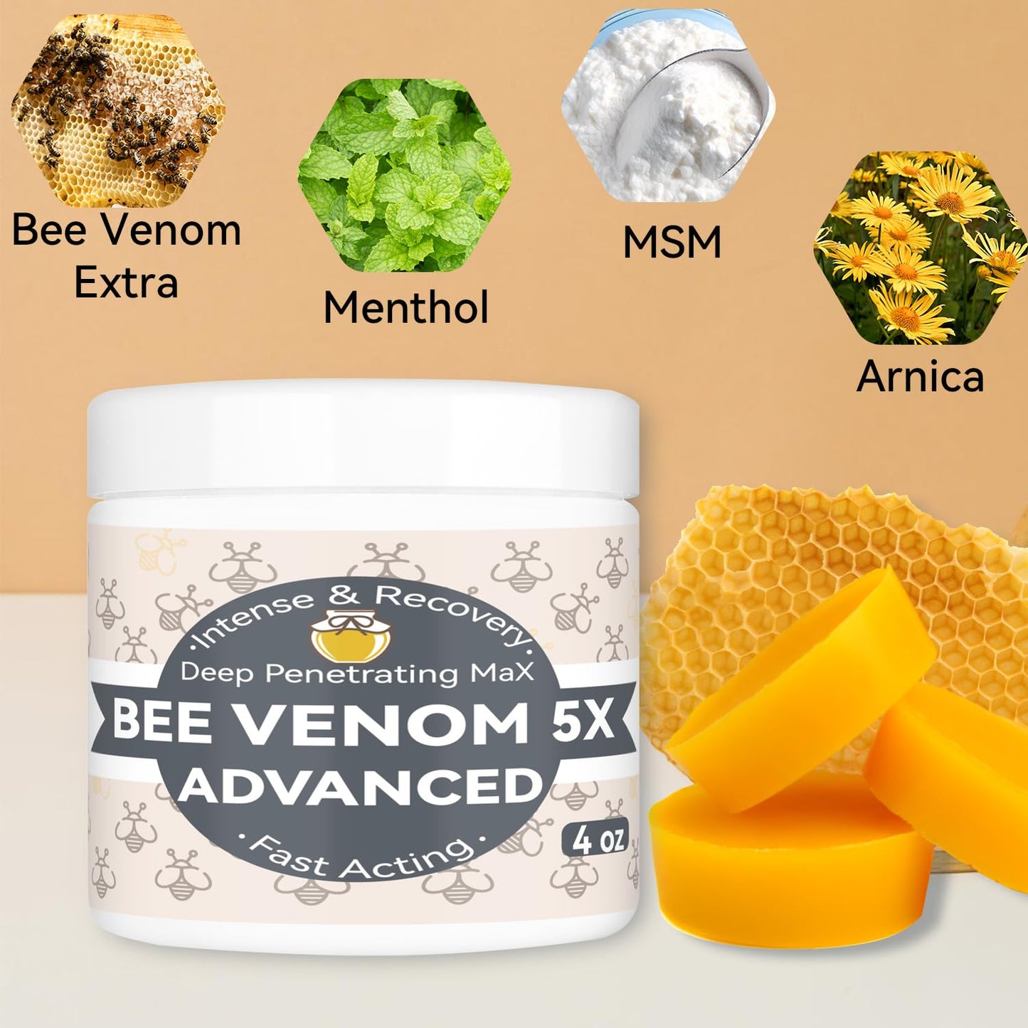 AEROMAXX Organic Bee Venom Muscle Joint Cream, 10x Maximum Caring Ointment, Soothe Shoulder, Back, Neck, Hands, Knuckles, Elbows, Feet, Leg, Knees, Ankle, Meniscus, for Adults, Elderly AEROMAXXBuy Supplements Australia