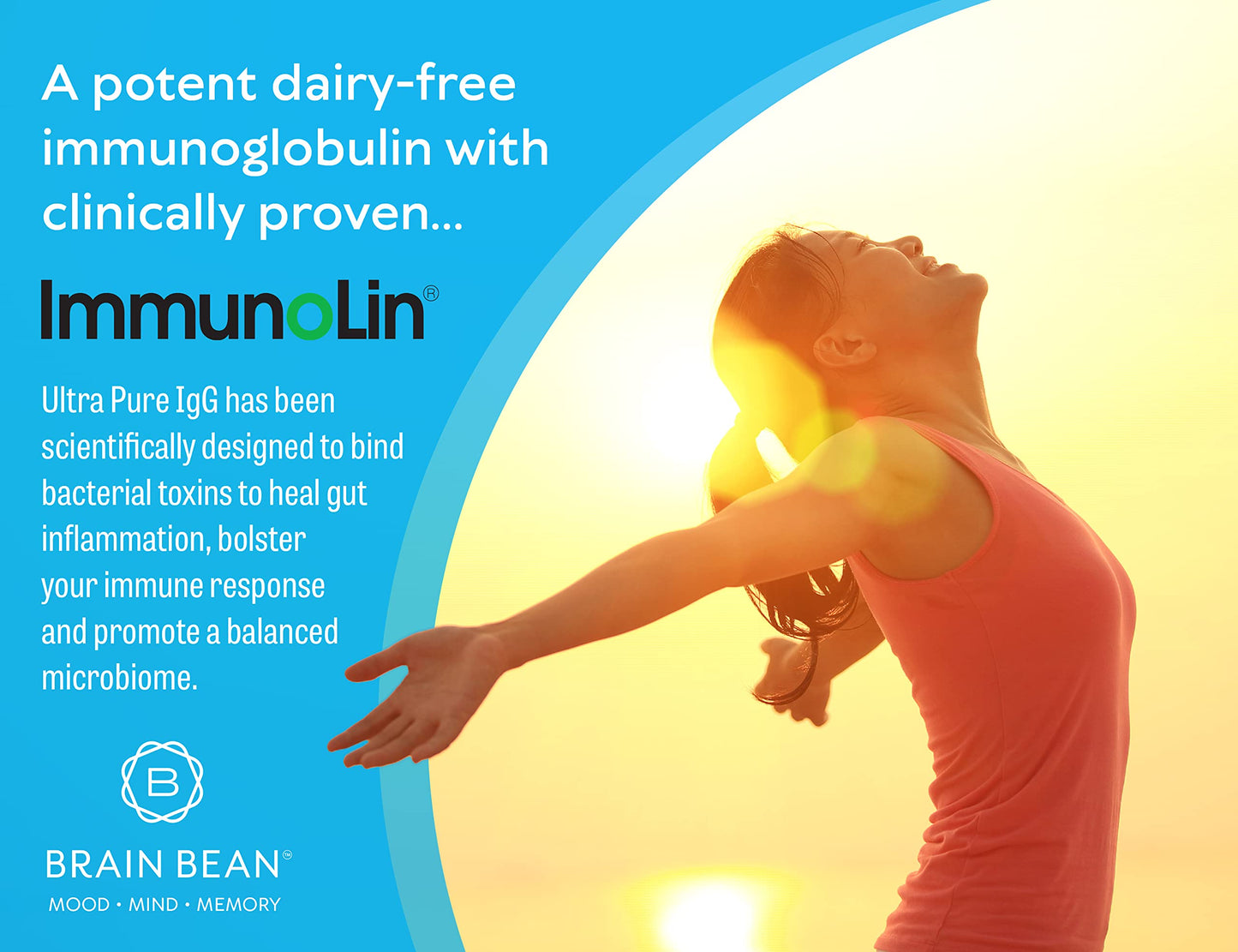Brain Basics Ultra Pure IgG Supplement - Dairy-Free Supplement IgG-Immunolin Powder, Blended Vitamin & Mineral Supplements, 150g, 60 Servings Brain Bean buy supplements Au