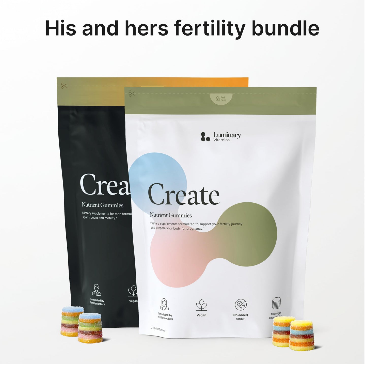Luminary Vitamins Create for Men | IVF-Doctor Formulated Male Fertility Gummies | 300 mg CoQ10, 900 mg L-Carnitine, 10 mg Lycopene | Supports Sperm Health | Vegan & No Added Sugar (28 Day Supply) Luminary Vitamins buy supplements Au
