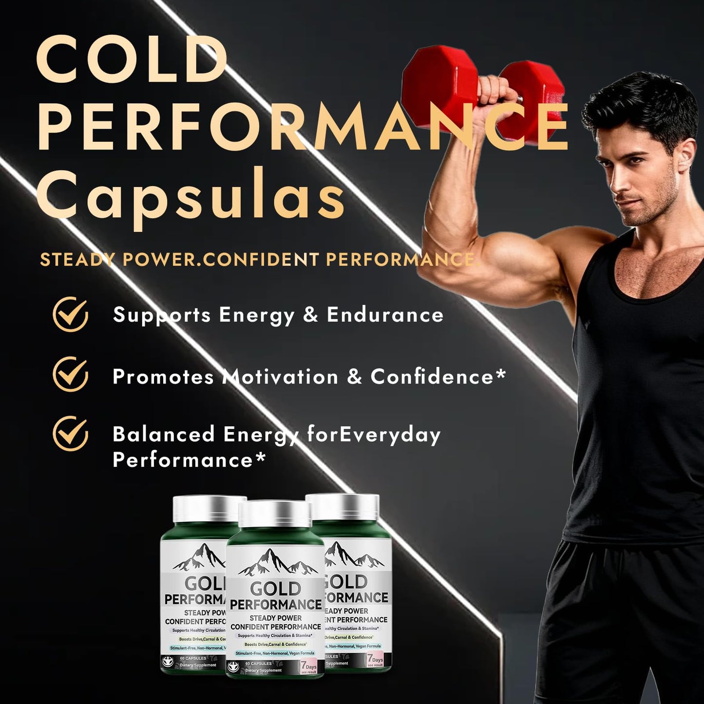 Quantum Gold Performance Capsulas – Daily Energy & Endurance Support Supplement | Boost Motivation & Confidence | 60 Capsules(1PC) ultimapeakBuy Supplements Australia