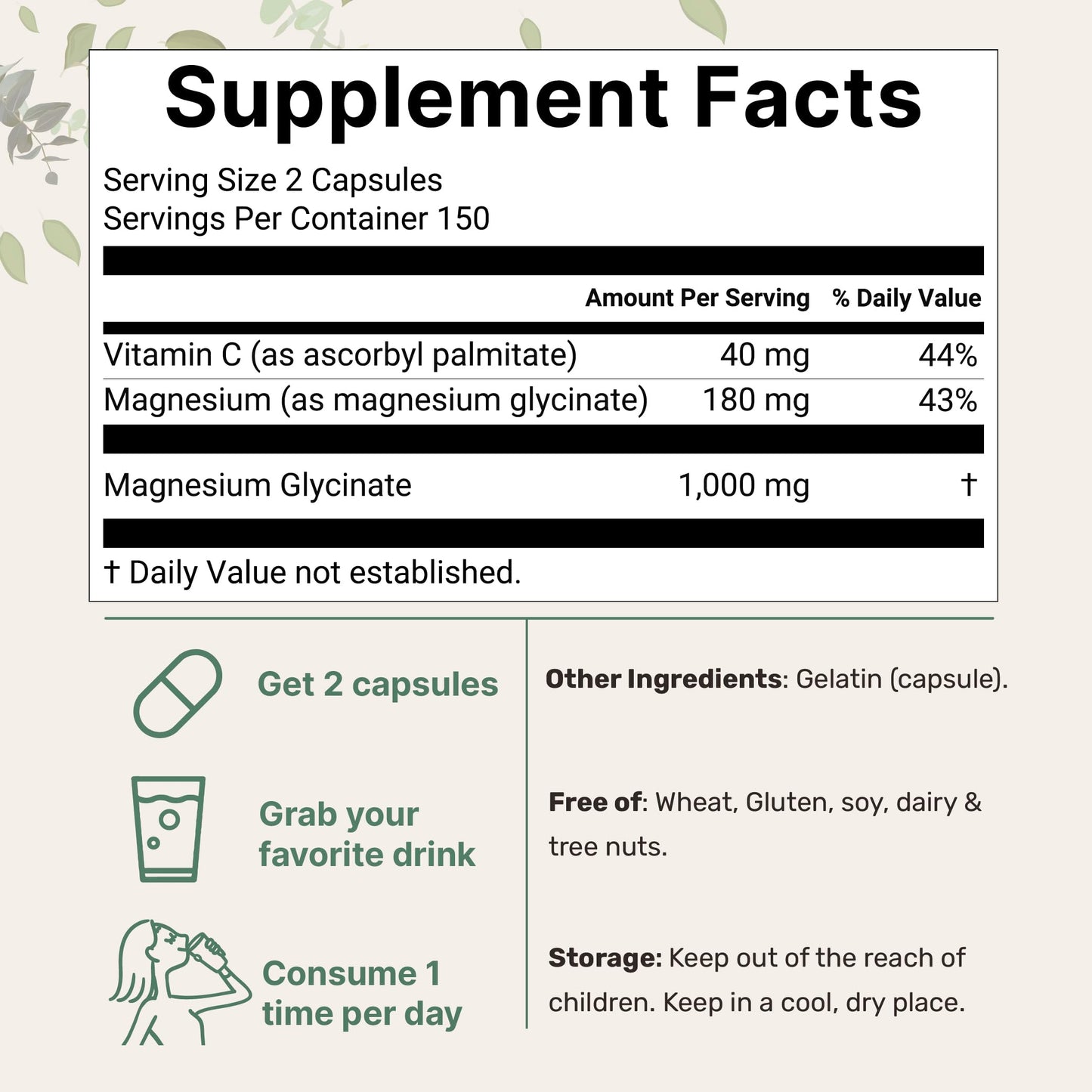 Pure Magnesium Glycinate 1,000mg, 300 Capsules | 100% Chelated for Max Absorption | Enhanced with Vitamin C | Only Uses Active Ingredients Micro IngredientsBuy Supplements Australia