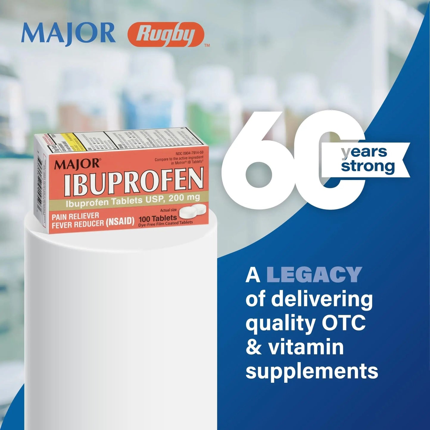 MAJOR Dye-Free Ibuprofen Tablets 200 mg - Helps Temporarily Reduce Fevers - Offers Pain Relief - 100 Tablets (1-Pack) MAJORBuy Supplements Australia
