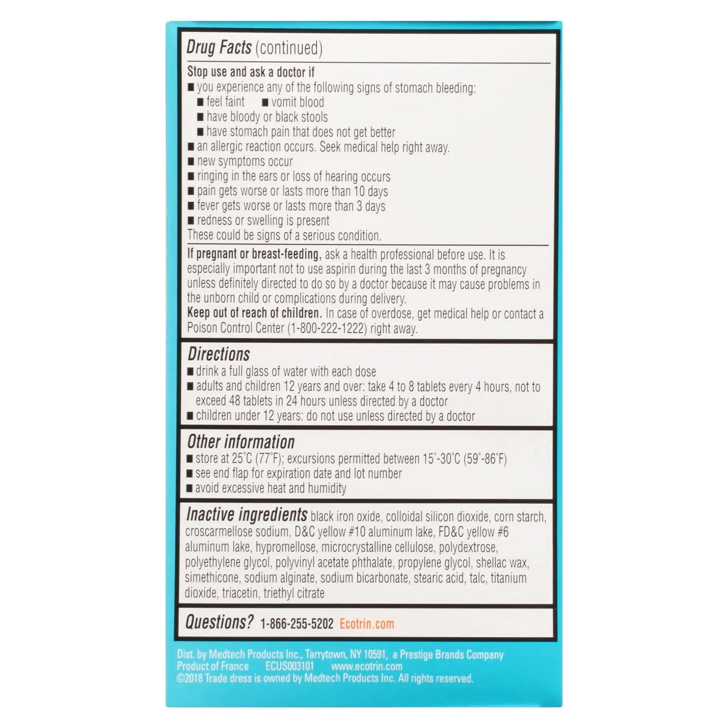 Ecotrin Low Strength Safety Coated Aspirin | NSAID | 81mg | 365 Tablets EcotrinBuy Supplements Australia