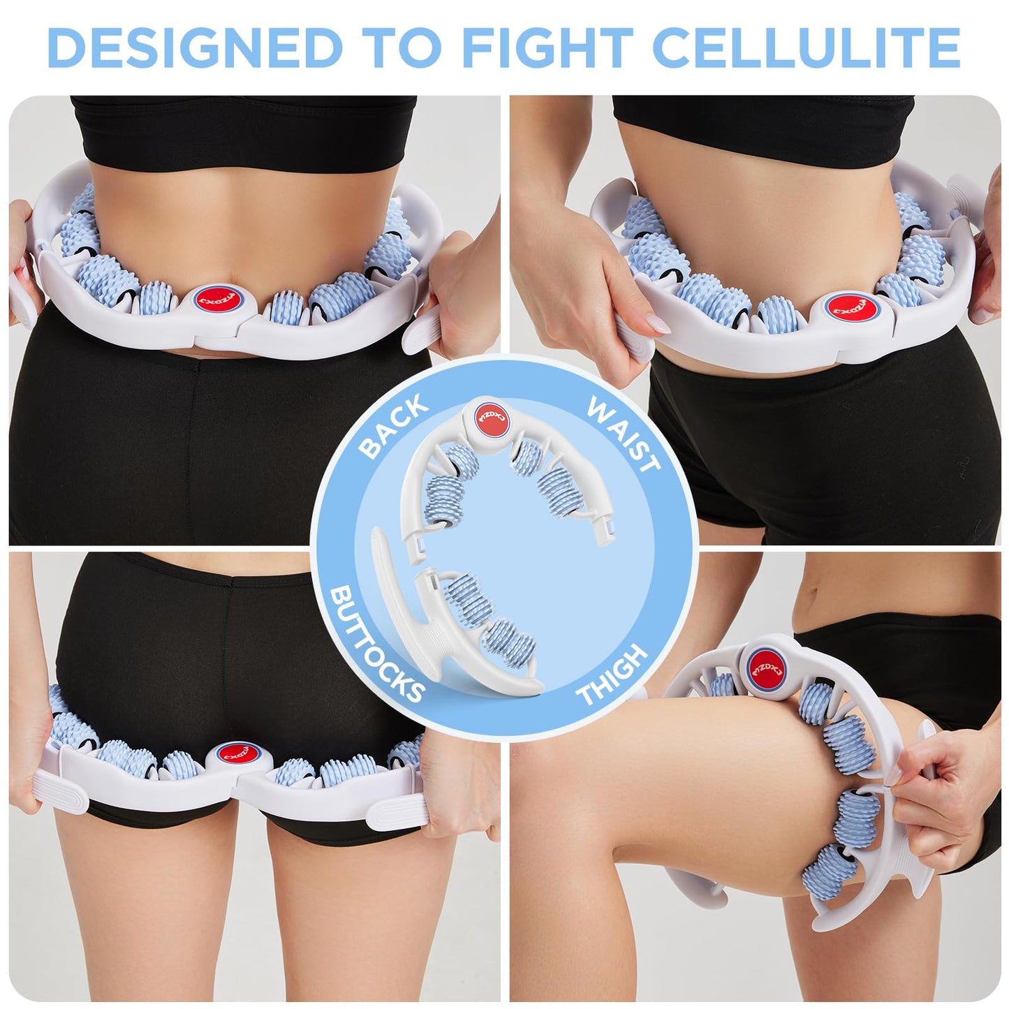 MZDXJ Cellulite Massage Tool - Lymphatic Drainage Massager - Muscle Roller, Deep Fascia Massage, Dimpled Skin Removal, Legs/Thighs/Buttocks, Anti-Cellulite Roller, Smooth Skin (14 Wheel - Blue) MZDXJ buy supplements Au