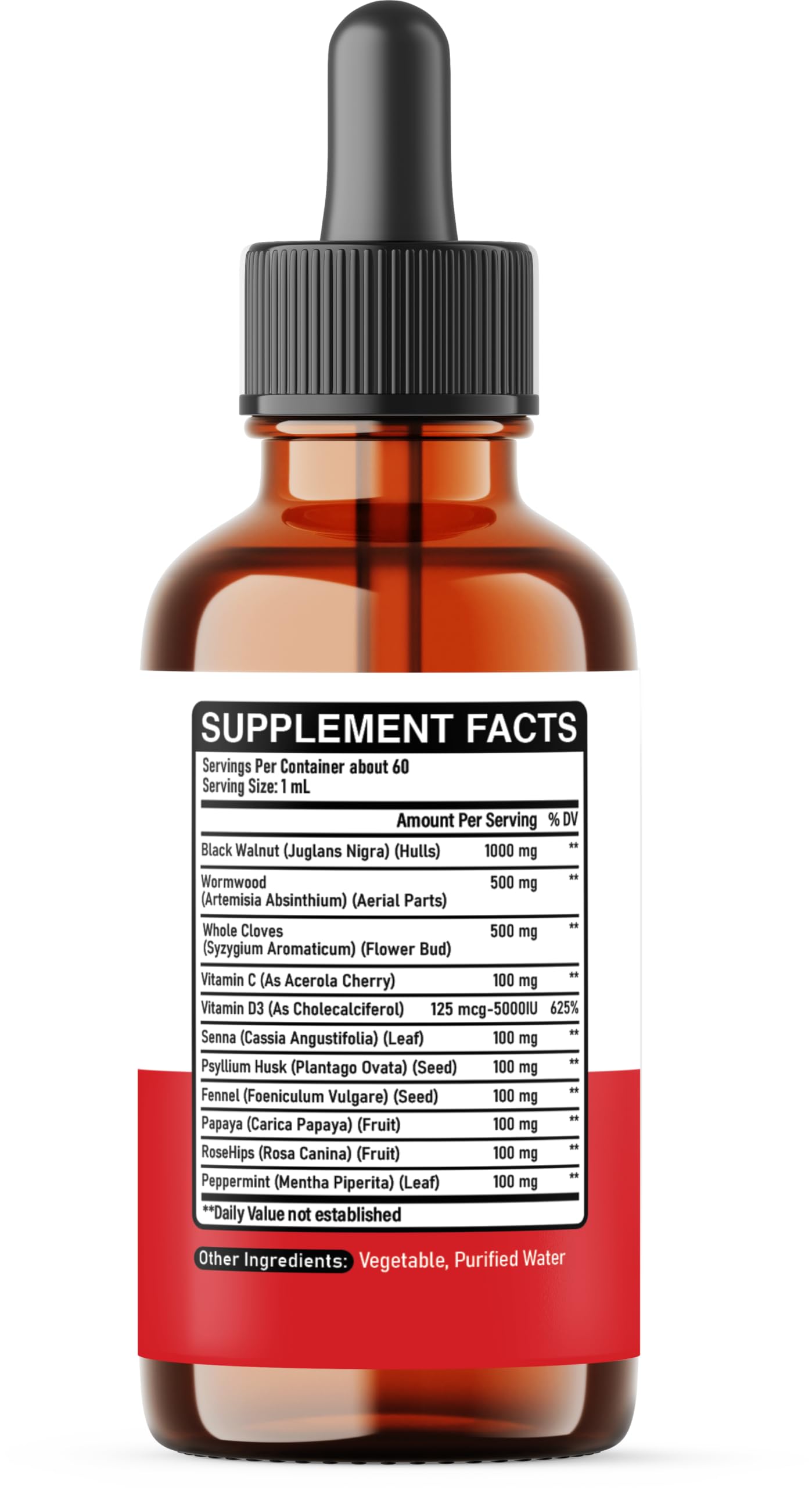 DEDICAD 11in1 Black Walnut Wormwood Cloves Liquid Drops with Cloves Buds, Senna Leaf, Psyllium Husk, Fennel Seed, Papaya Leaf and More - 2 oz Fl - 60 Days - Strawberry Flavor DEDICADĀ buy supplements Au