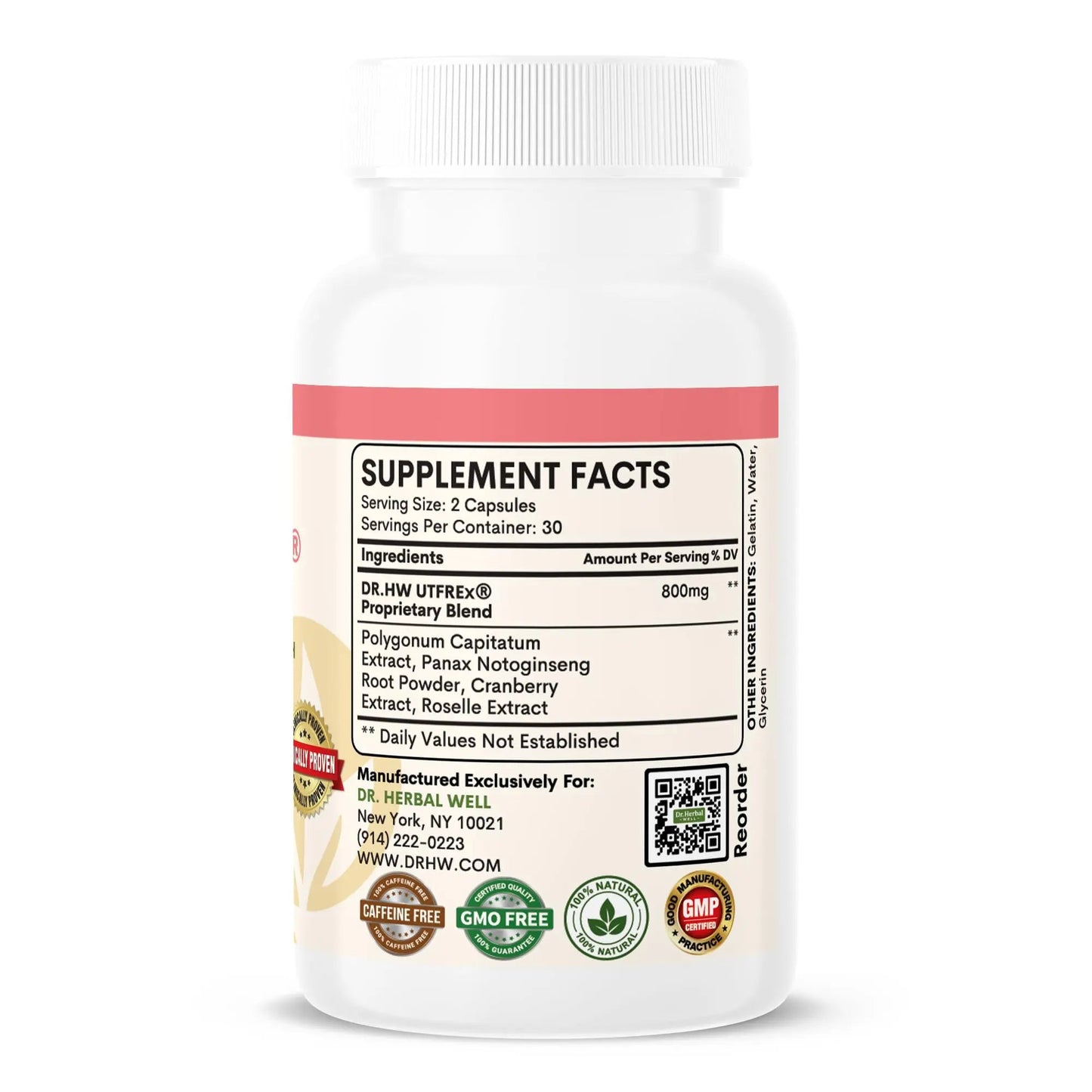 DR. HERBAL WELL UTFREX Clinically Proven Urinary Tract UTI Health Supplement Natural Support Cleanse Flush Protect (No Probiotics & D-Mannose) – 60 Capsules DR. HERBAL WELLBuy Supplements Australia