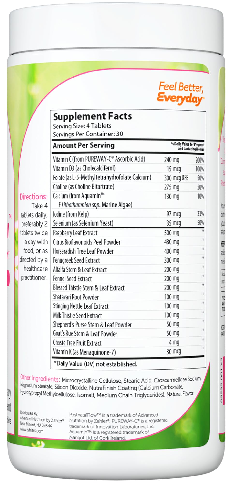 Zahler Postnatal Flow for Advanced Lactation Support, Breastfeeding + Postnatal Support, 120 Tablets. ZahlerBuy Supplements Australia