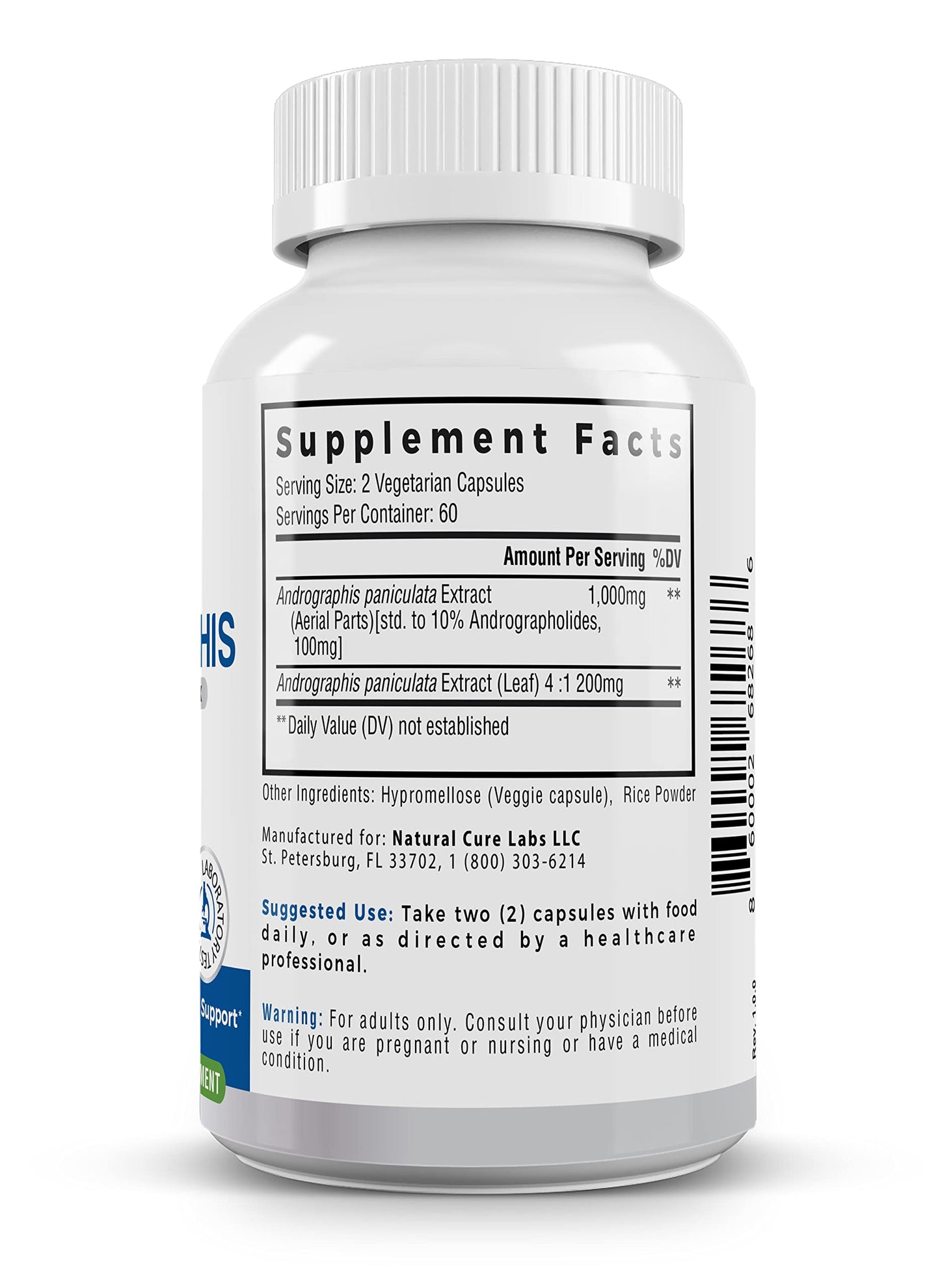 Natural Cure Labs Premium Andrographis Paniculata Extract 1,200mg – 100mg Standardized Andrographolides – Vegan Immune & Digestive Support Capsules – Non-GMO, Gluten-Free, Herbal Dietary Supplement Natural Cure Labs buy supplements Au
