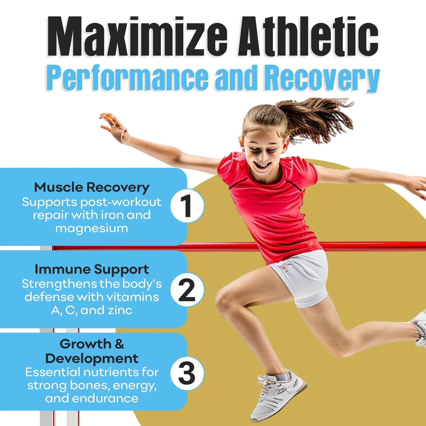 Youth Athletic Gummies – Kids Multivitamin Gummies with Essential Nutrients, Immune & Energy Support, Vegan & Gelatin-Free IMPACT