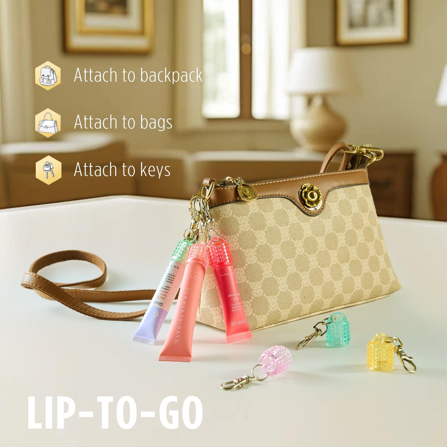 Lip Balm Keychain Cap for Laneige, Summer Friday and Glossier, Lip Balm Holder for Lanyard or Bag, Lip Gloss Keychain for Women,Replacement Cap with Stopper Prevent Spills CupoitaBuy Supplements Australia