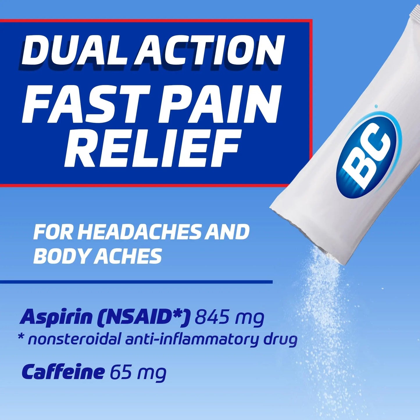 BC Headache Relief Powder, Dual-Action Formula with Aspirin & Caffeine Eases Aches & Pains, Cherry Flavor, 4 Count, Pack of 6 BCBuy Supplements Australia