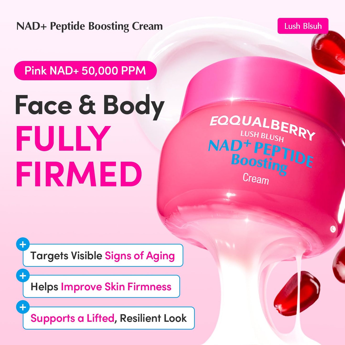 EQQUALBERRY NAD+ Peptide Boosting Cream – NAD+ 5% & 13 Peptides Anti-Aging Face & Body Cream