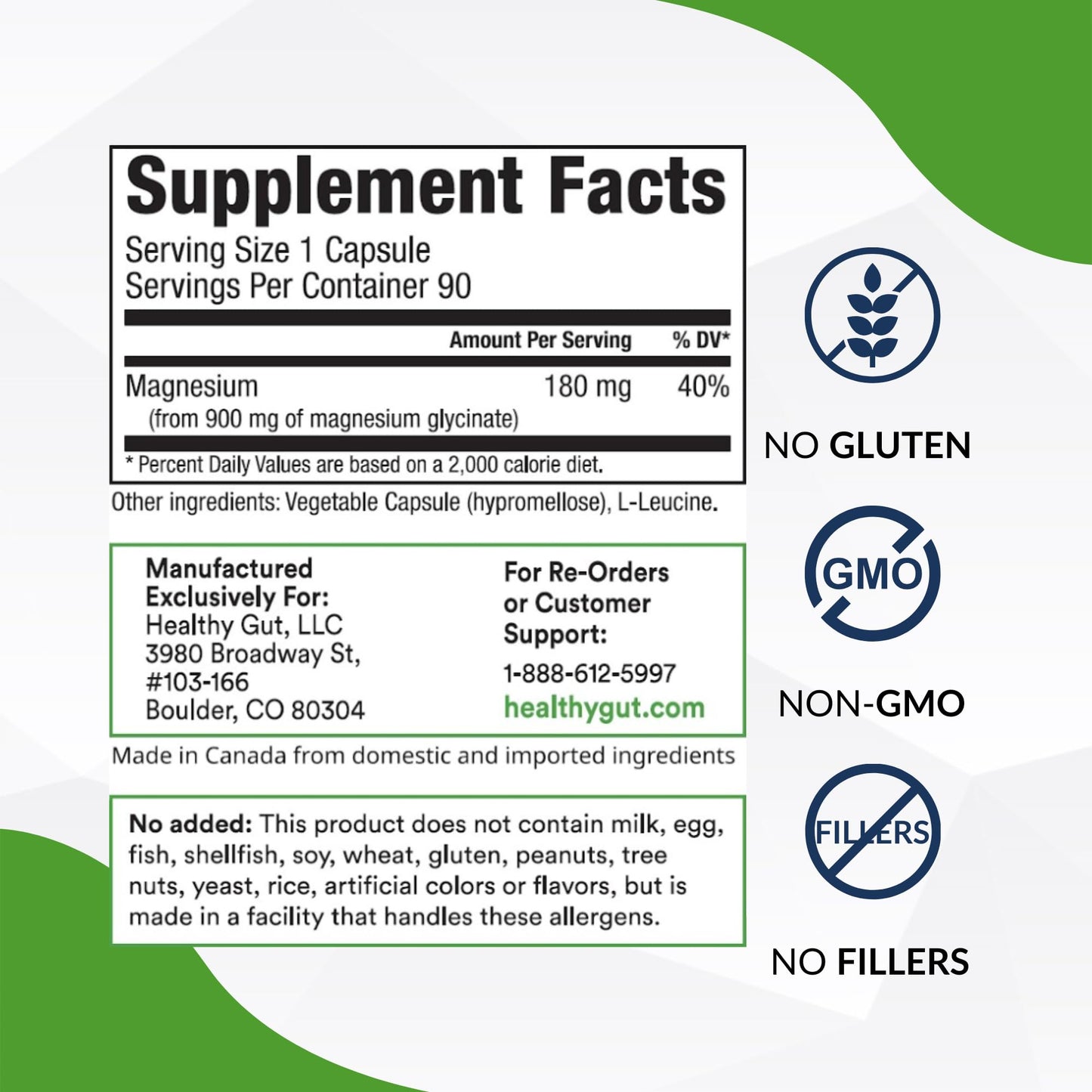 Healthy Gut Magnesium-HP | Ultra Pure Magnesium Glycinate Capsules with Zero Fillers | 180 mg Magnesium Glycinate | 90 Servings Healthy GutBuy Supplements Australia