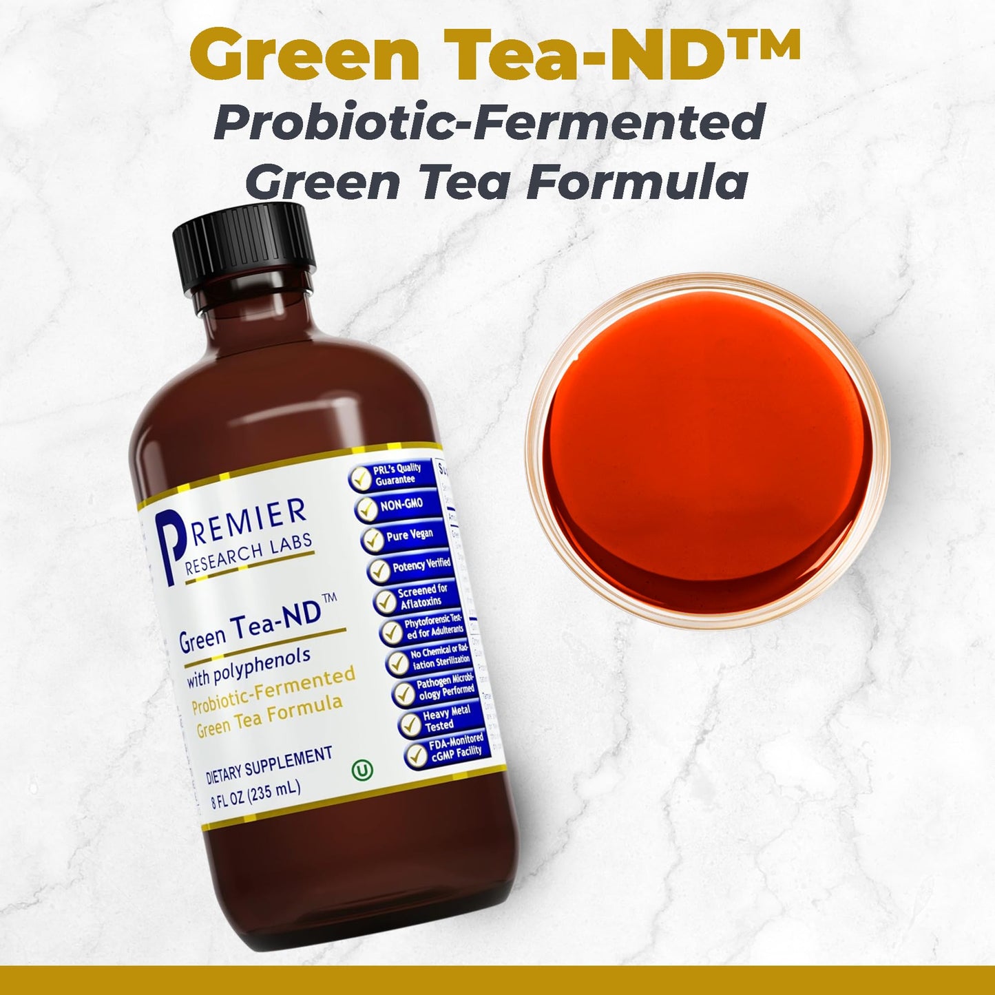 Premier Research Labs Green Tea-ND - Probiotic Fermented Green Tea Extract Supplement with ECGC, Camellia Sinensis Liquid, Supplement Drops for Adults, Vegan Friendly - 8 Fl Oz Bottle Premier Research LabsBuy Supplements Australia