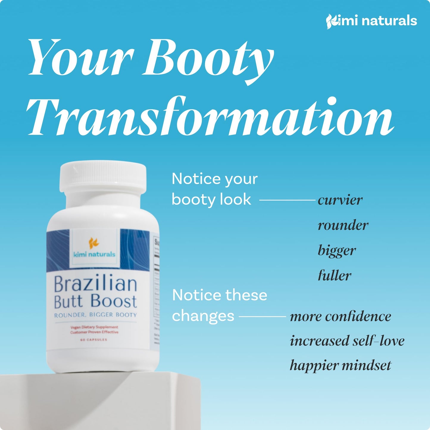 Kimi Naturals Butt Enhancer Pills - Tightening and Butt Lifting Supplements for Bigger Booty and Curvy Hips - Fast Growth Bum Enhancement 60 Capsules KIMIBuy Supplements Australia
