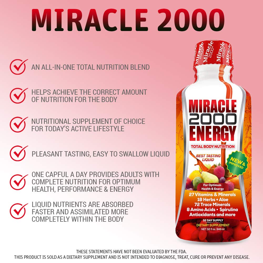 Century Systems - Miracle 2000, Complete Liquid Multivitamin and Mineral Supplement with Amino Acids and Antioxidants, 32 Ounces Century SystemsBuy Supplements Australia