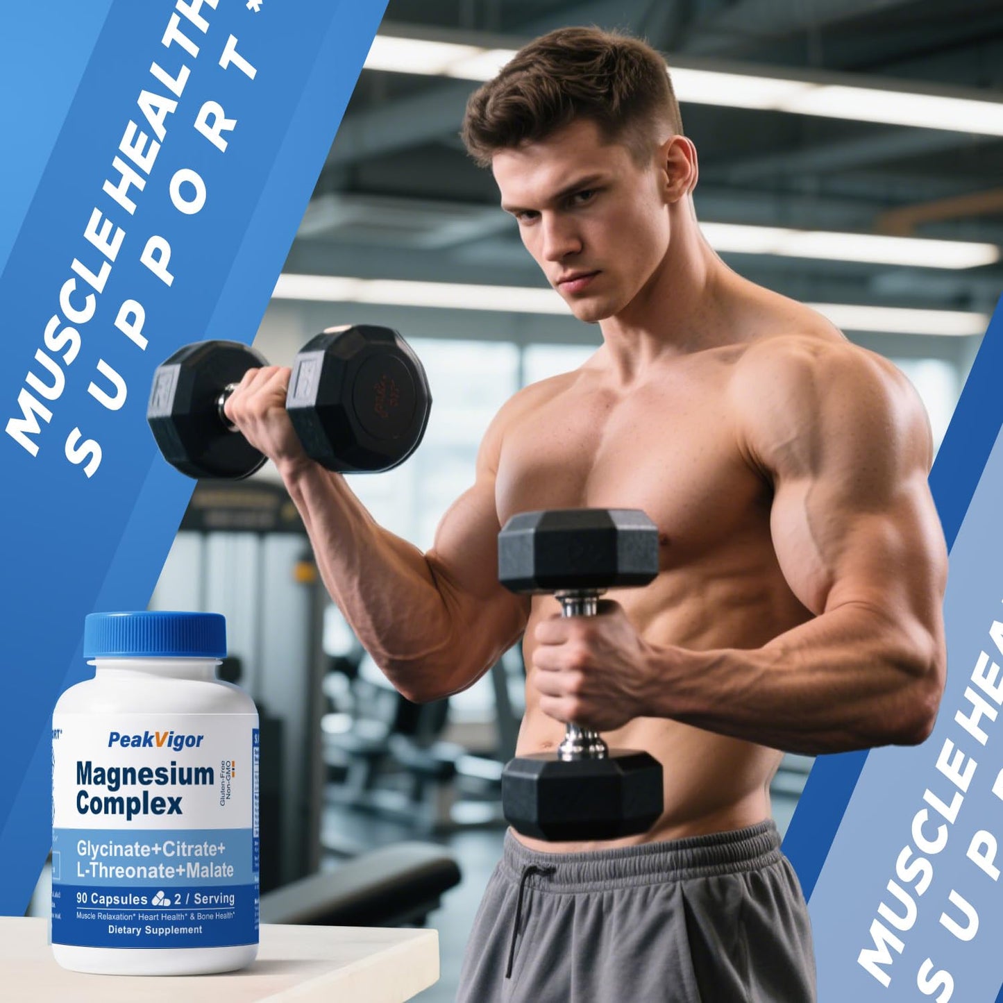 5 in 1 Magnesium Complex, 976mg Complex with Magnesium Glycinate, Citrate, Malate & L-Threonate, Vitamin B6 for High Absorption, Third Party Tested, Gluten-Free, Easy-Swallow Vegan Capsule PeakVigor buy supplements Au