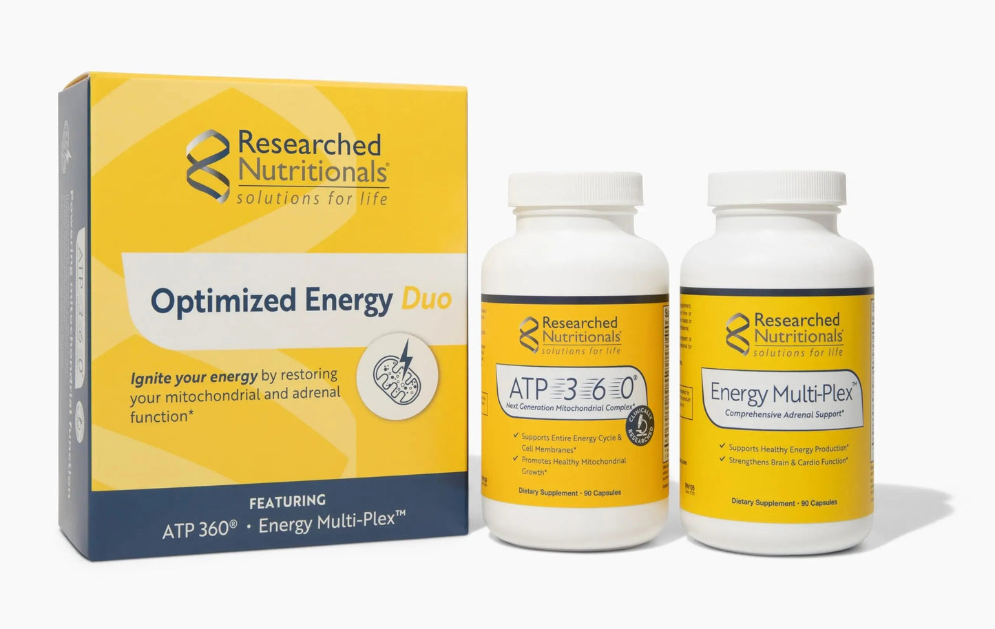 Researched Nutritionals Mens & Womens Vitamins - Optimized Energy Duo - Adrenal Support & Mitochondrial Supplements Researched Nutritionals