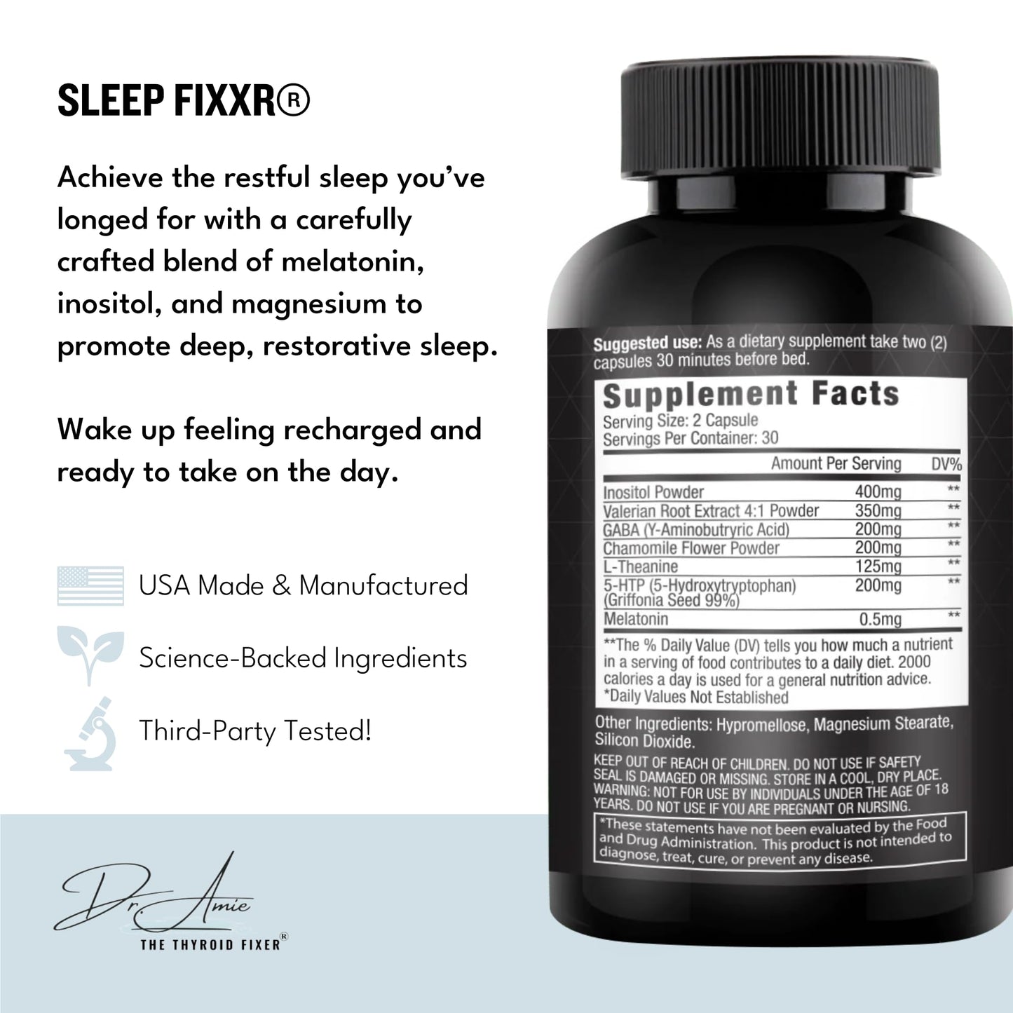 Fixxr Sleep Support by Dr. Amie | with Melatonin, Inositol, and Magnesium | 30 Day Supply, 60 Capsules Fixxr buy supplements Au