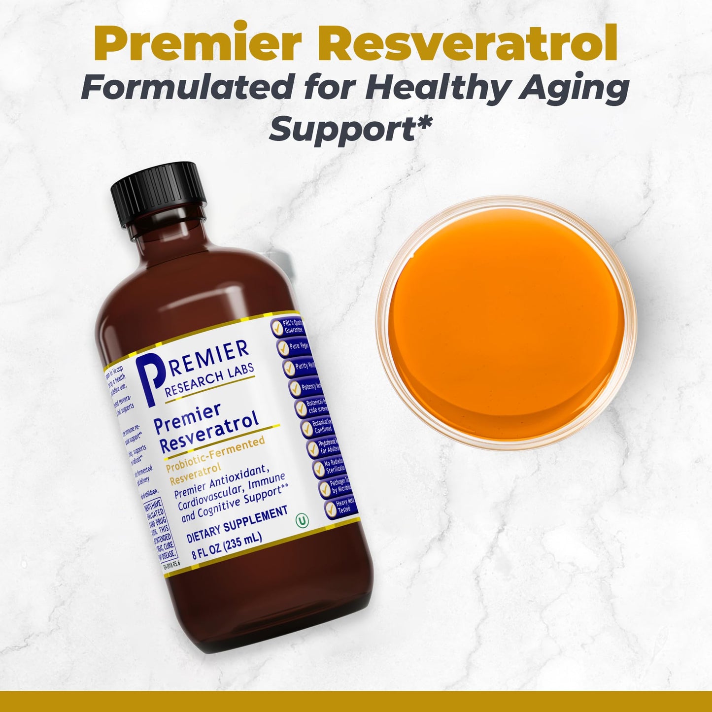 Premier Research Labs Resveratrol - Resveratrol Liquid Supplement, Trans Resveratrol, Antioxidant Support for Heart Health & Blood Flow, Aging Support, 180 mg Per Teaspoon - 8 Fl Oz Premier Research LabsBuy Supplements Australia