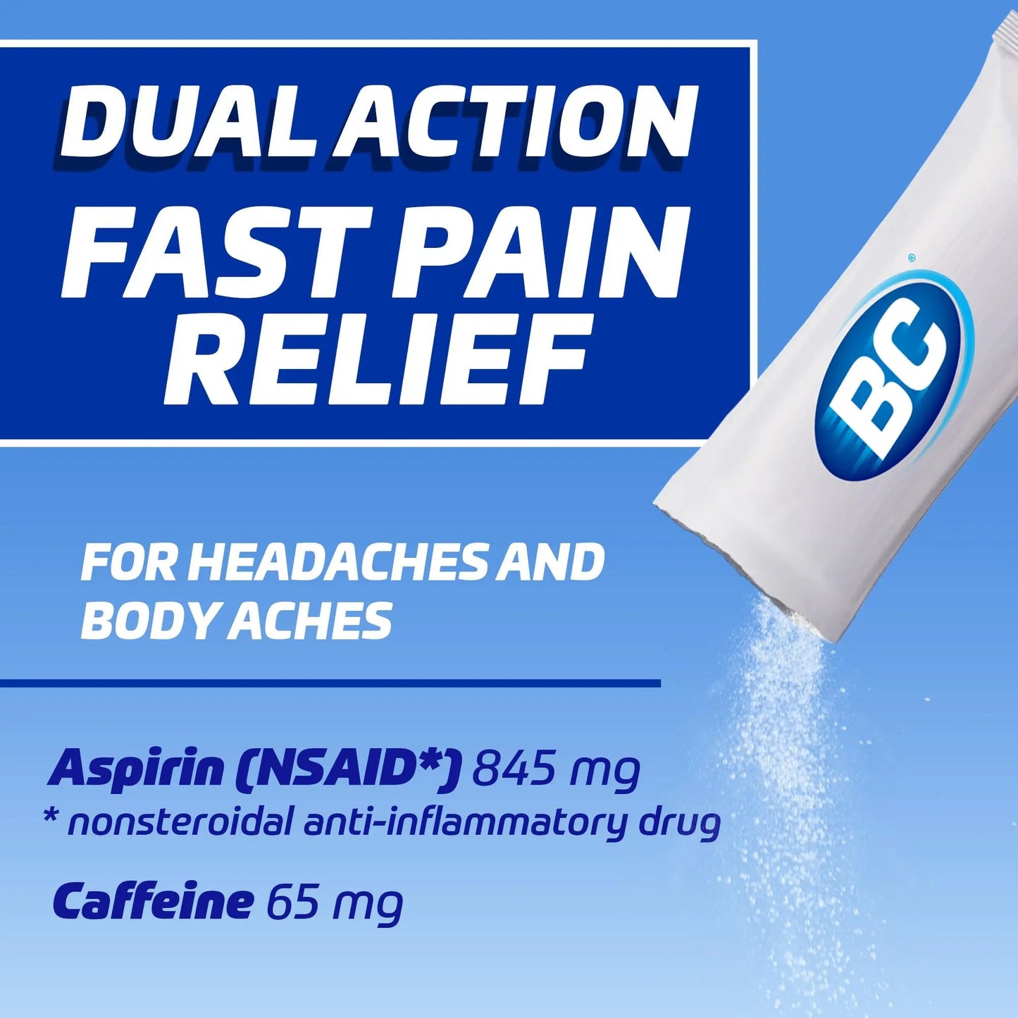 BC Original Headache Relief Powder, Dual-Action Aspirin & Caffeine Dissolve Packs, to Relieve Body Aches, Toothaches & Menstrual Cramps, 50 Count BCBuy Supplements Australia