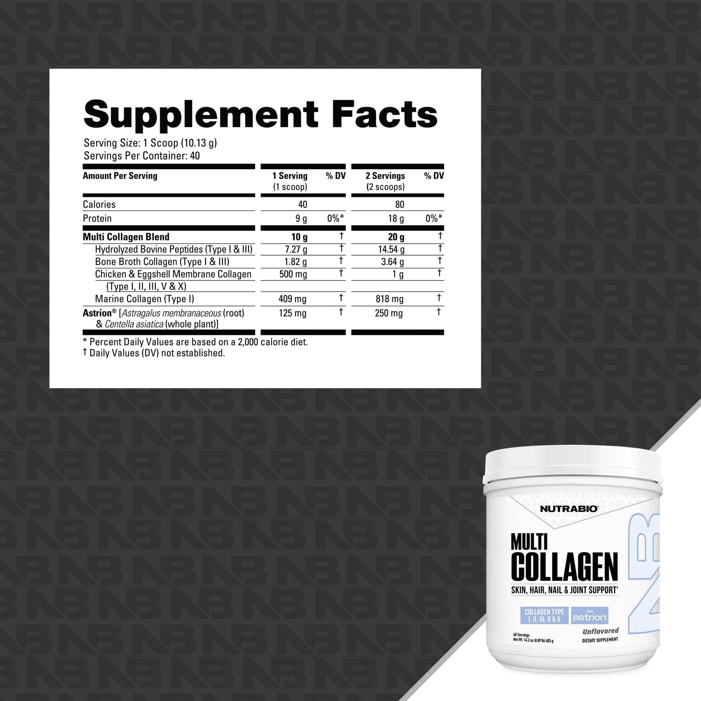 NutraBio Multi Collagen Powder - Hydrolyzed Collagen Peptides for Glowing Hair & Skin - Grass-Fed - Collagen Powder for Women and Men - 40 Servings- Unflavored NutraBio buy supplements Au
