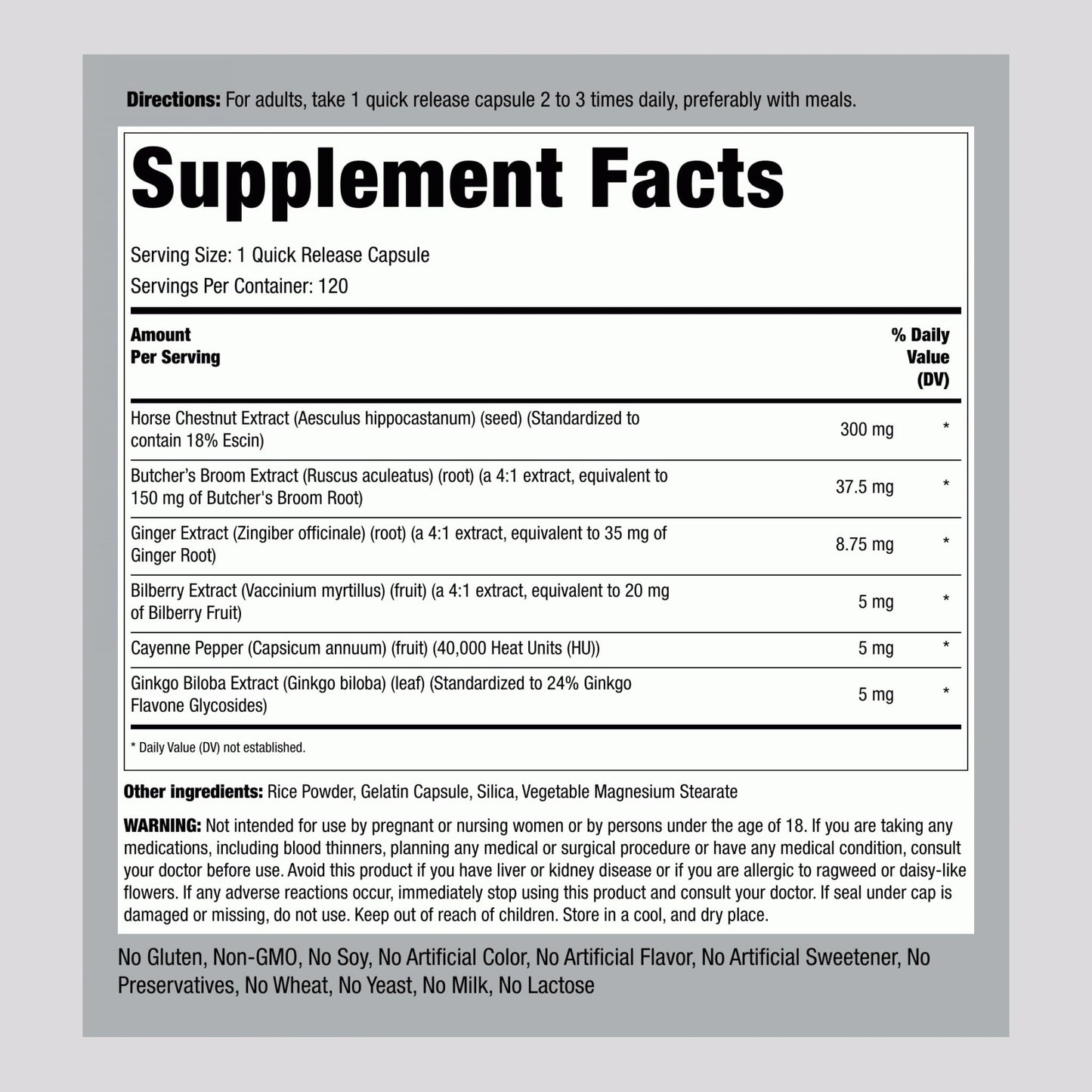 Piping Rock Circulation Supplement | 120 Capsules | Double Strength Complex | Non-GMO, Gluten Free Piping RockBuy Supplements Australia