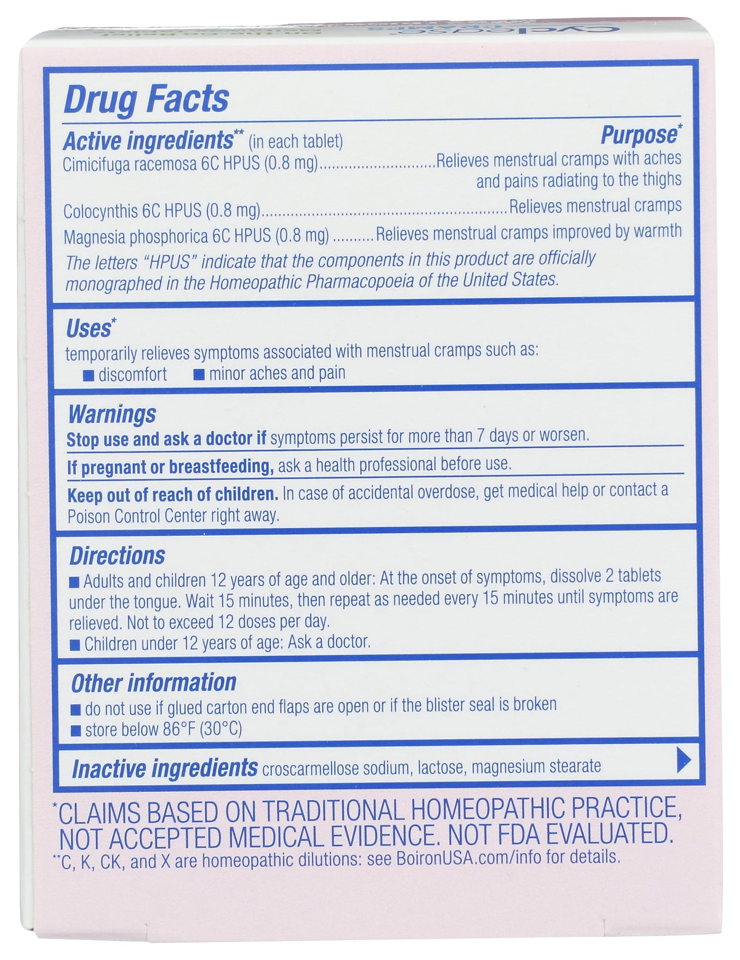 BOIRON Cyclease Cramp Tablets, 60 CT BoironBuy Supplements Australia