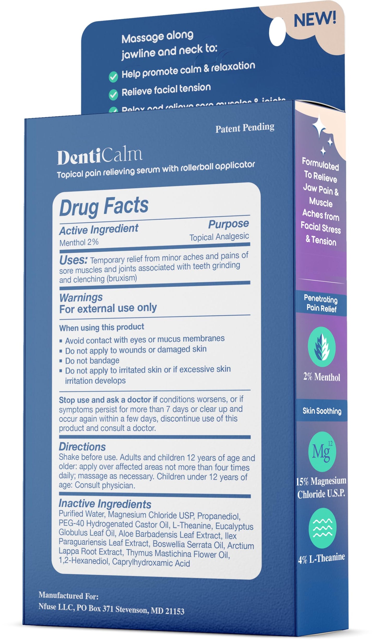 nfuse DentiCalm Soothing Pain Relief for Teeth Grinding and Jaw Clenching (Bruxism), for Jaw, Head and Neck Pain, Stiffness and Tension, Nightguard Discomfort Relief, 0.47 OZ nfuseBuy Supplements Australia