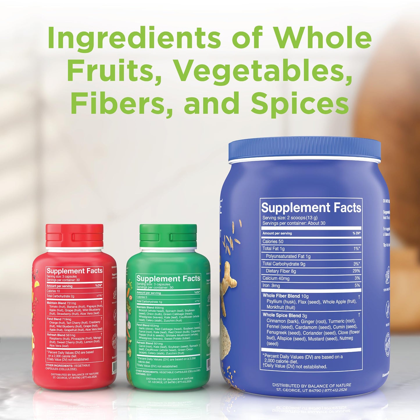 Balance of Nature Whole Health System - Whole Food Fruits & Veggies and Fiber & Spice Supplements - 30 Servings Each Balance of NatureBuy Supplements Australia