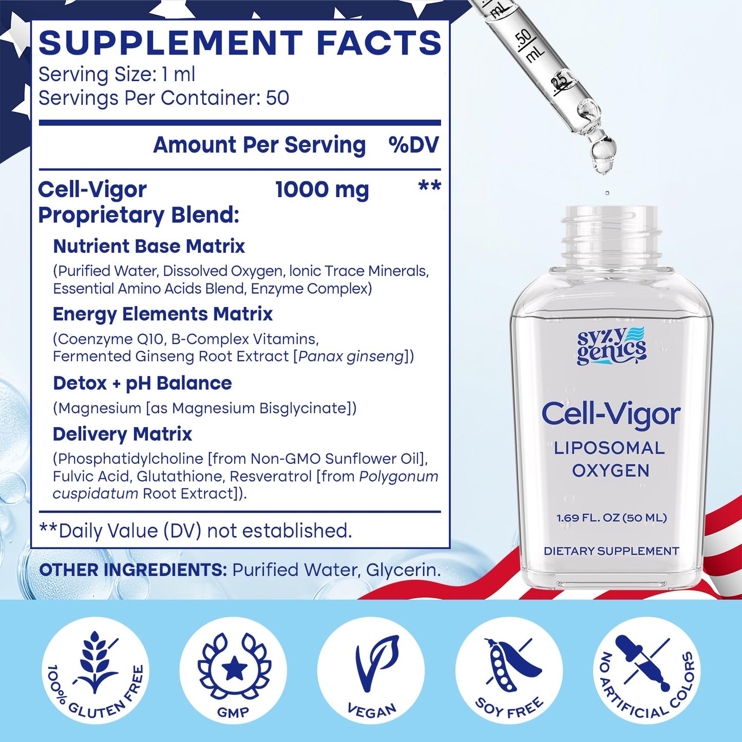 SYZY GENICS Liquid Oxygen Drops – 13-in-1 Oxygen Boost Liposomal Formula with CoQ10, B Vitamins, Ginseng, Glutathione & Resveratrol – High Absorption Energy & Immune Support – 1.69 fl oz SYZY GENICSBuy Supplements Australia
