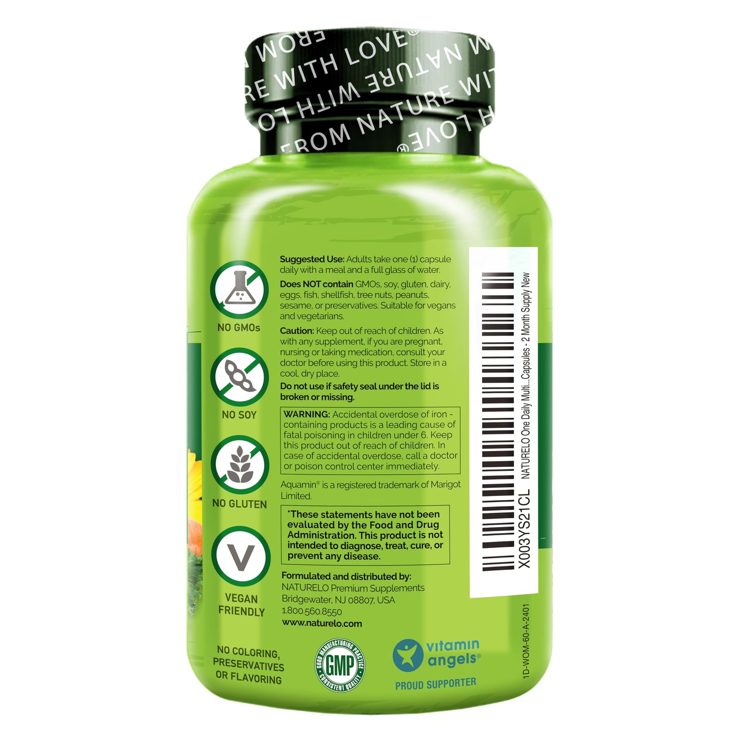 NATURELO One Daily Multivitamin for Women w/Vitamin B12, 60 Ct, Energy Support, Whole Food Daily Women Multivitamin Supplement, Nourish Hair/Skin/Nail, Non-GMO, No Soy, Gluten Free, 2 Month Supply NATURELO buy supplements Au