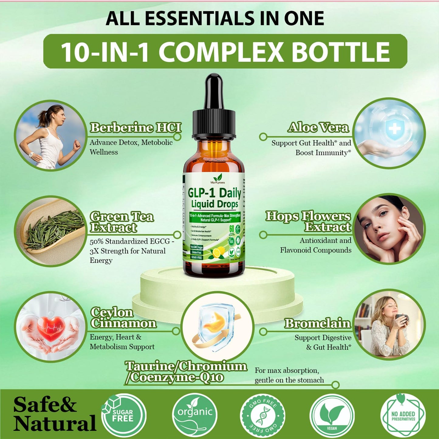 2 Pack Metabolic Support Liquid Drops, 10-in-1 Formula with Berberine, Ceylon Cinnamon, Prebiotic Fiber & Green Tea Extract | Digestive & Gut Health for Women & Men | Vegan, Non-GMO Vita PLynxeraBuy Supplements Australia