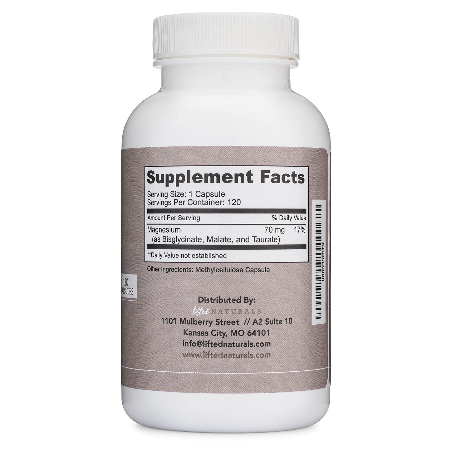 Magnesium Complex - Lifted Naturals Magnesium Supplement w/Bisglycinate, Malate, Taurate - 120 Capsules - Bioavailable Magnesium Formula for Mood, Sleep, Energy Support* Lifted Naturals buy supplements Au