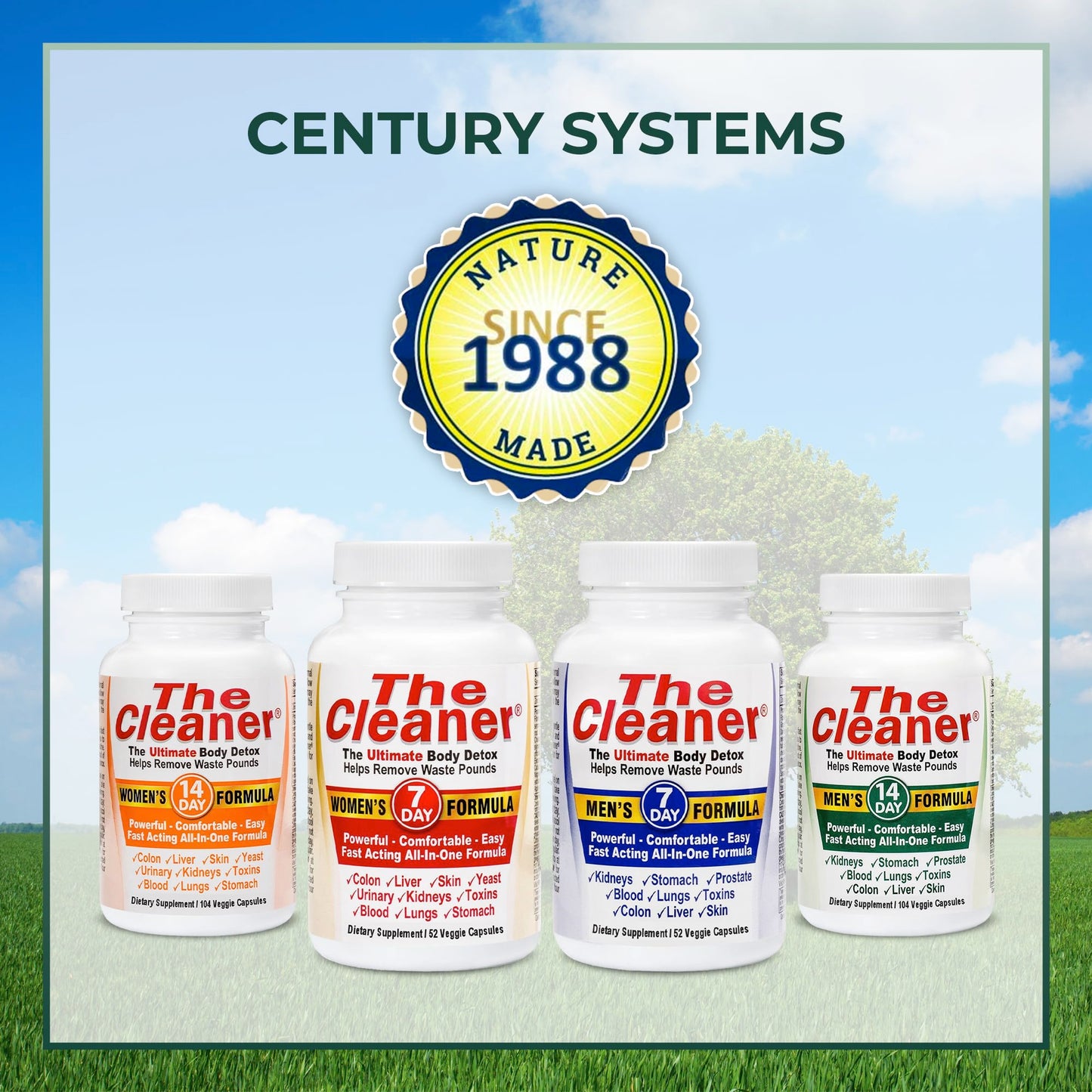 Century Systems The Cleaner Detox, Powerful 14-Day Complete Internal Cleansing Formula for Women, Support Digestive Health, 104 Vegetarian Capsules