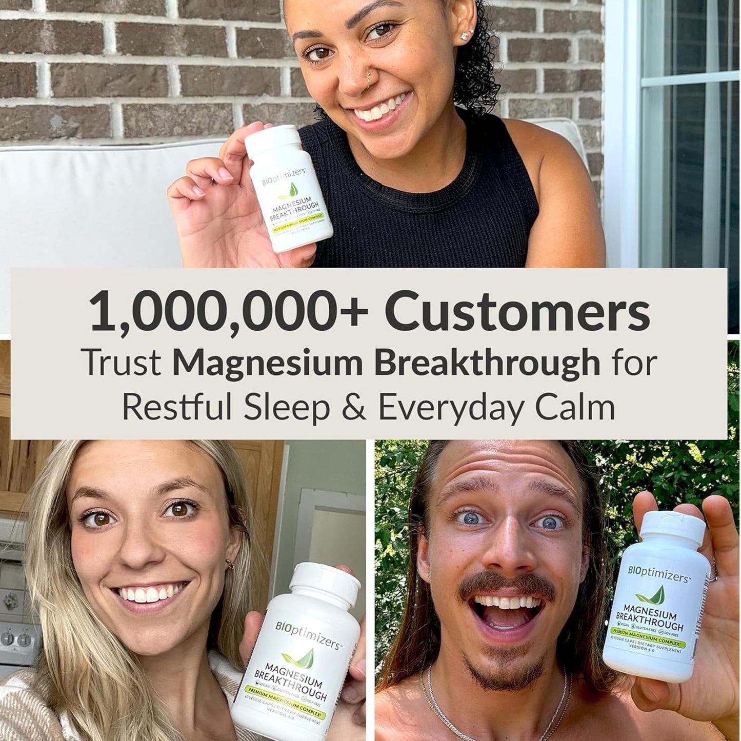 BIOptimizers Magnesium Breakthrough Supplement with 500mg - 7 Forms of Magnesium: Glycinate, Malate, Citrate, and More - Natural Support for Sleep and Cognitive Function -60 Capsules- Calming Vitamins BIOptimizers buy supplements Au