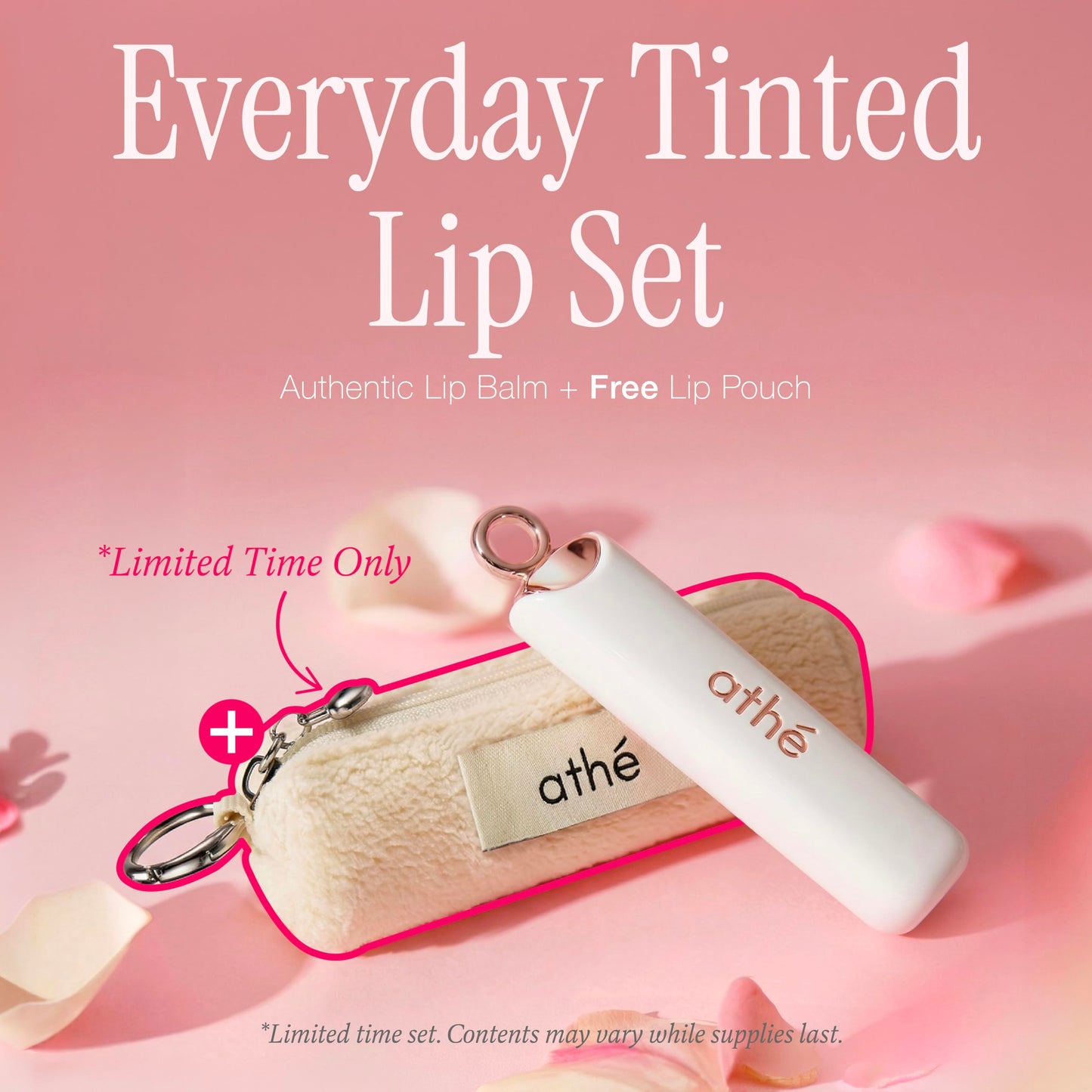 athé Everyday Tinted Lip Set – Tinted Lip Balm Stick with Madecassoside, Ceramide & Squalane, Includes Lip Pouch | Hydrating, Non-Sticky, Vegan K-Beauty Lip Care ATHÉBuy Supplements Australia