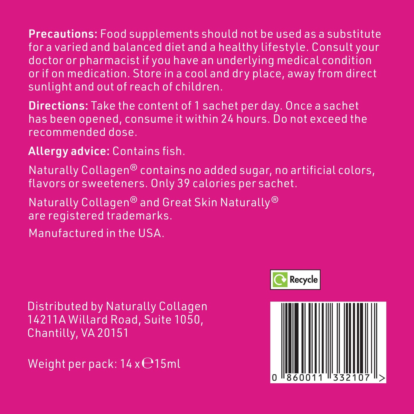 Naturally Collagen - Premium Hydrolyzed Liquid Marine Collagen Supplement - 8000mg of Collagen per Sachet Plus 180mg VIT C - Natural Tropical Fruit Flavour - 14 Sachets per Box Naturally Collagen buy supplements Au