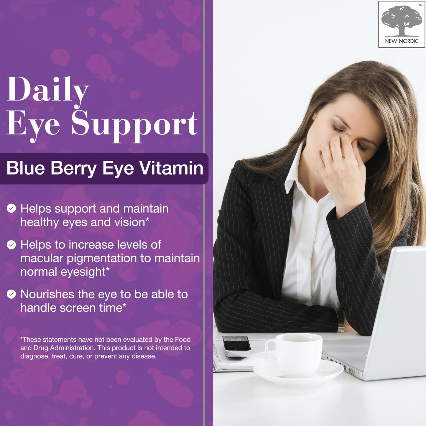 NEW NORDIC Blue Berry Eye Vitamin Lutein Supplement with Zinc, Supports Macular Pigmentation, Eye & Vision Function, 60 Tablets (Pack of 1) NEW NORDICBuy Supplements Australia