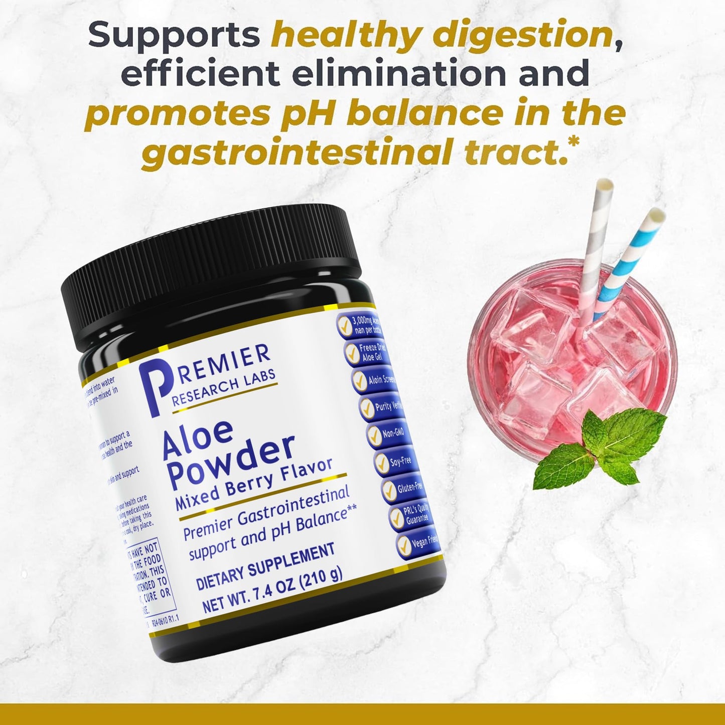 Premier Research Labs Aloe Powder - Aloe Vera Powder, Aloe Vera Drink Mix for Skin and Digestion, Aloe Barbadensis Leaf Extract with Acemannan, Freeze Dried - Mixed Berry, 7.4 Oz (30 Servings) Premier Research LabsBuy Supplements Australia