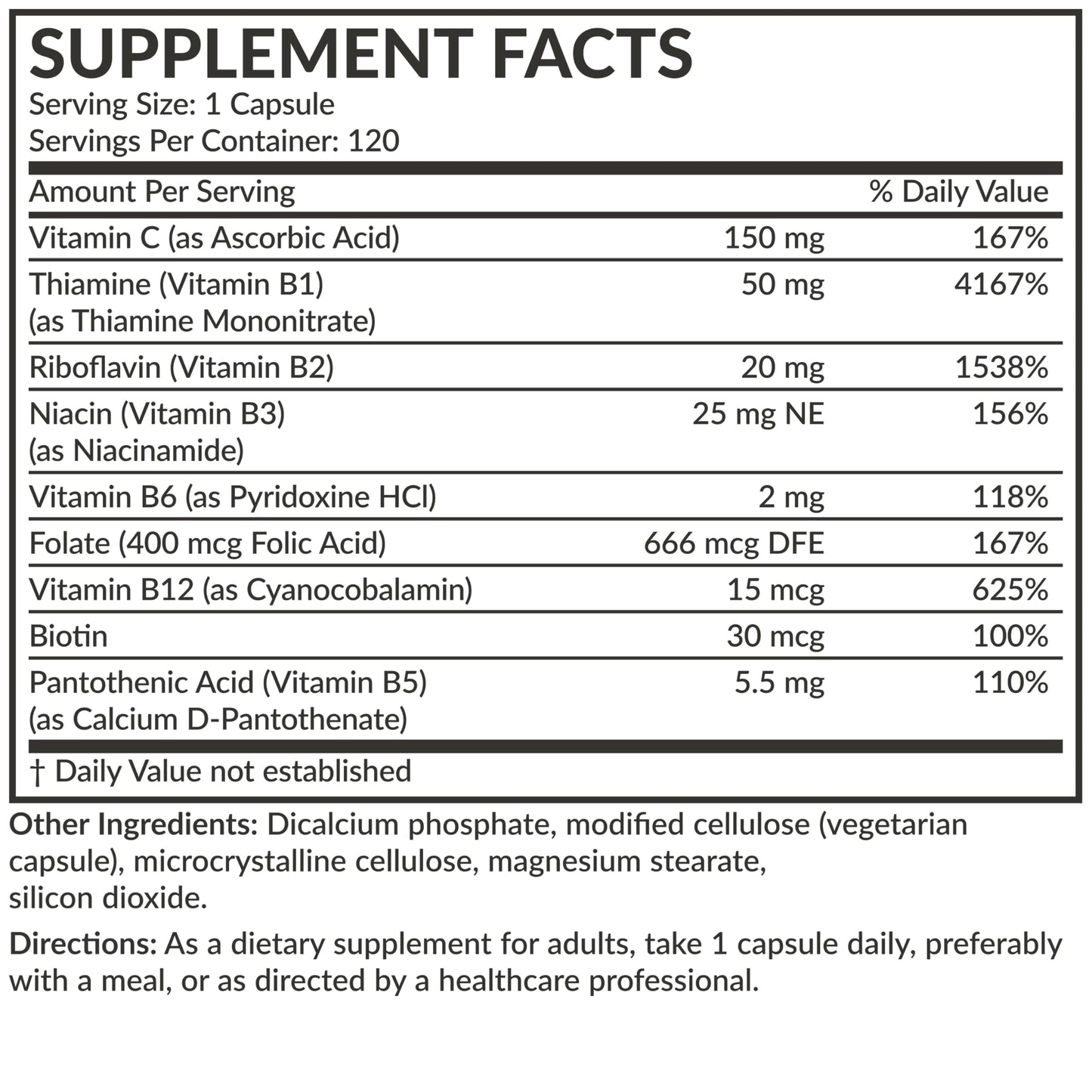 Futurebiotics Vitamin B Complex with Vitamin C Supports Energy Production, Nervous System & Immune Support - Non-GMO, 120 Vegetarian Capsules