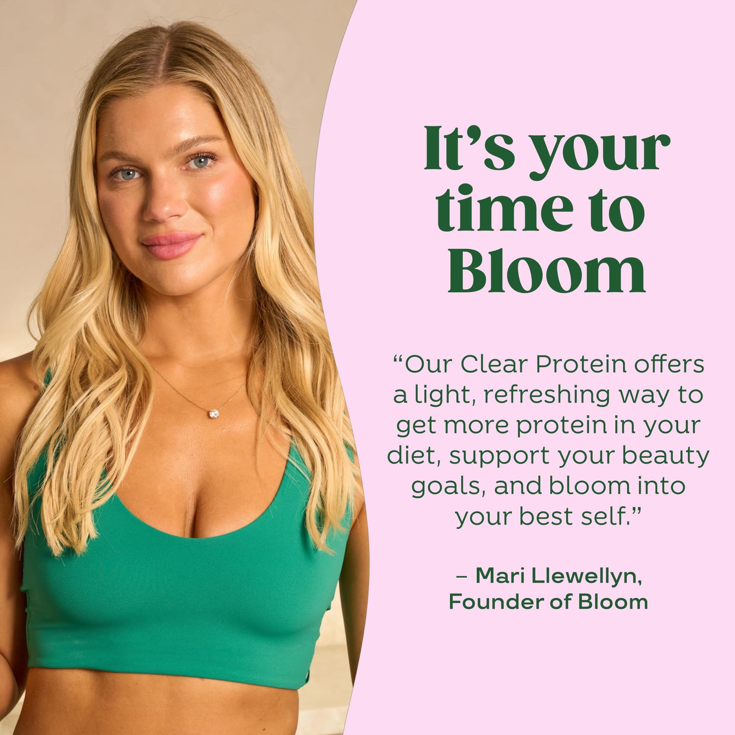 Bloom Clear Protein, Whey Protein Isolate with Collagen Peptides and Digestive Enzymes, 20g Protein, Sugar Free Post Workout Drink Mix, 90 Calories,