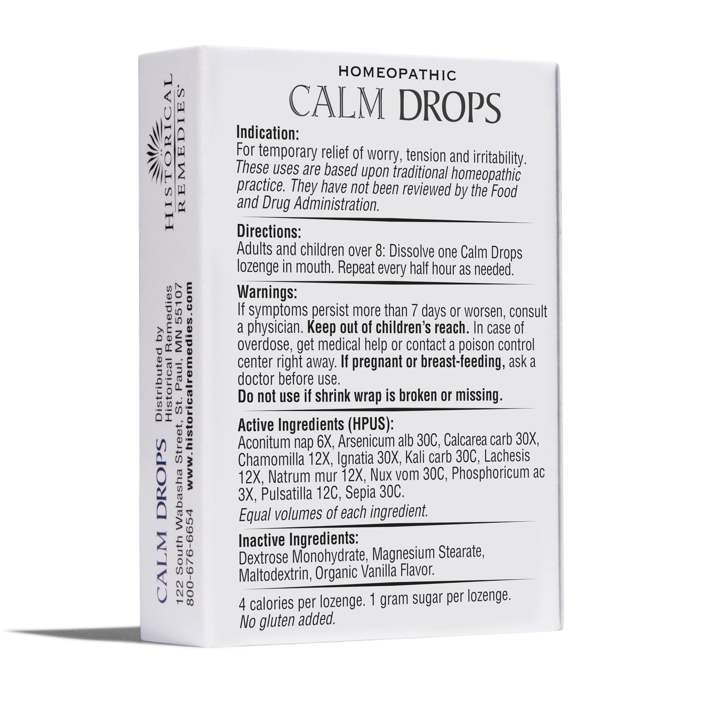 Historical Remedies Calm Drops Homeopathic Lozenges (1 Pack)| Natural Care for Emotional Stress Relief, Vegan & Gluten-Free Organic Vanilla Flavor Drops to Promote Relaxation and a Sense of Calm